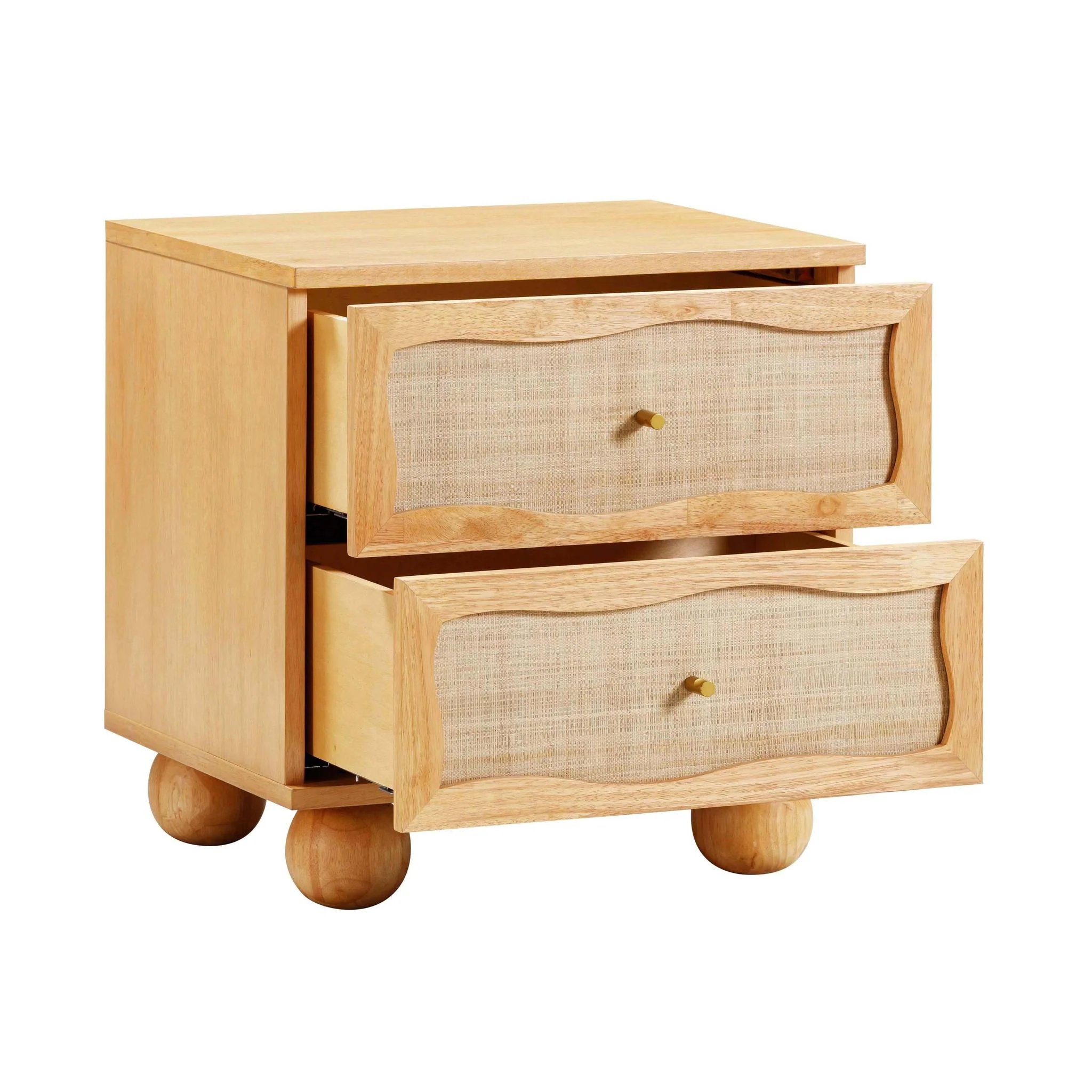 Grappa Natural Wood & Raffia Wavy Nightstand - Image 6