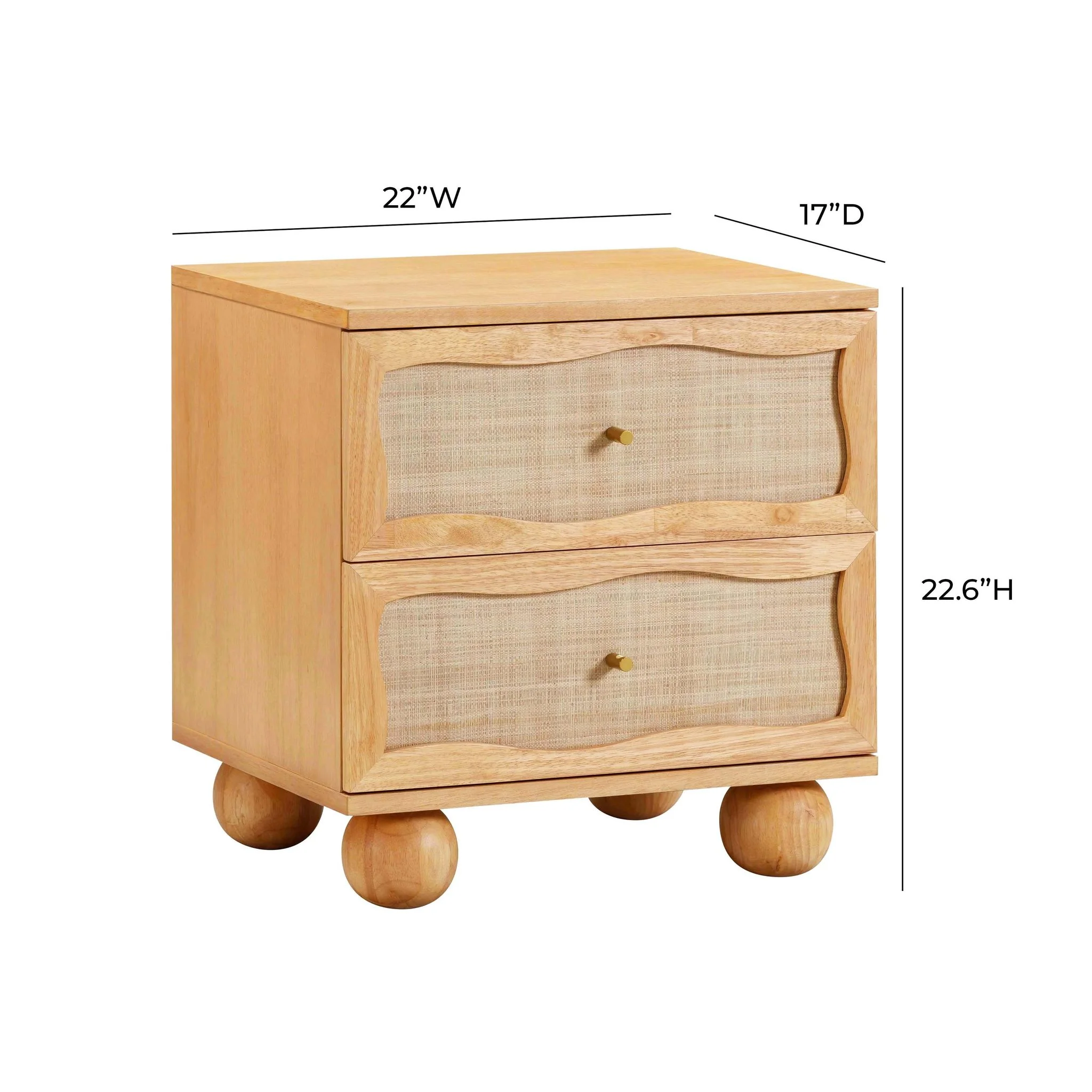 Grappa Natural Wood & Raffia Wavy Nightstand - Image 8