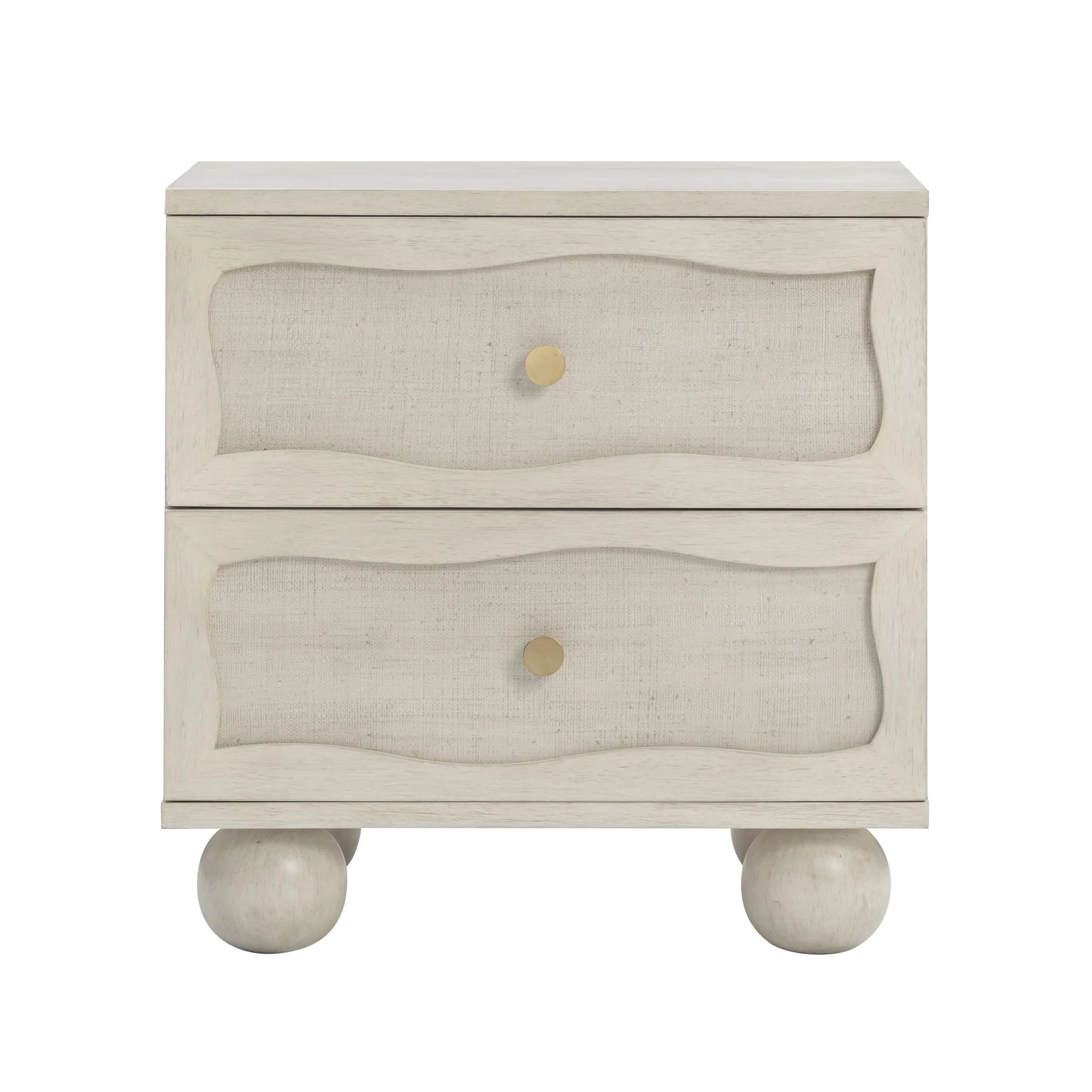 Grappa Whitewashed Wood & Raffia Wavy Nightstand - Image 3
