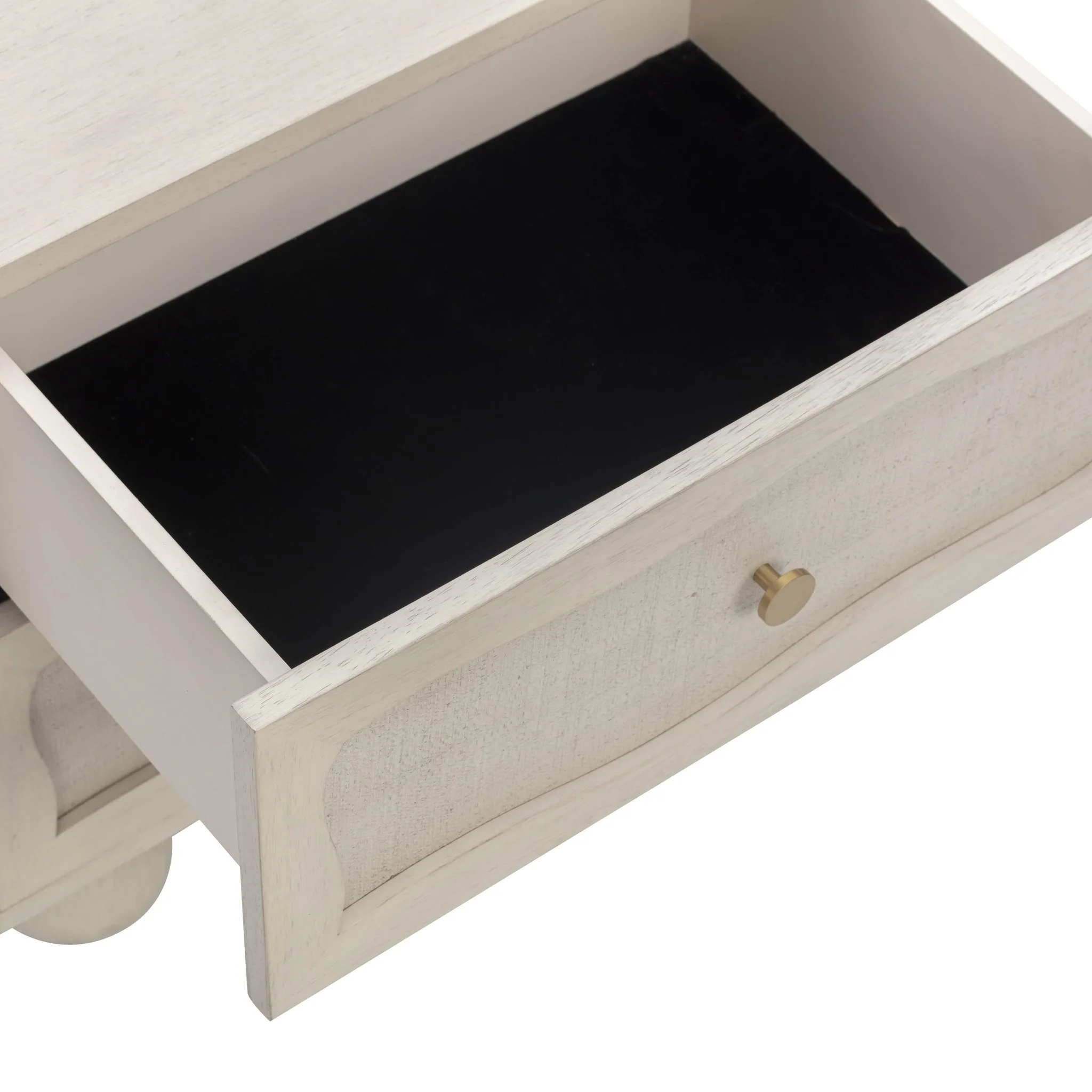 Grappa Whitewashed Wood & Raffia Wavy Nightstand - Image 7