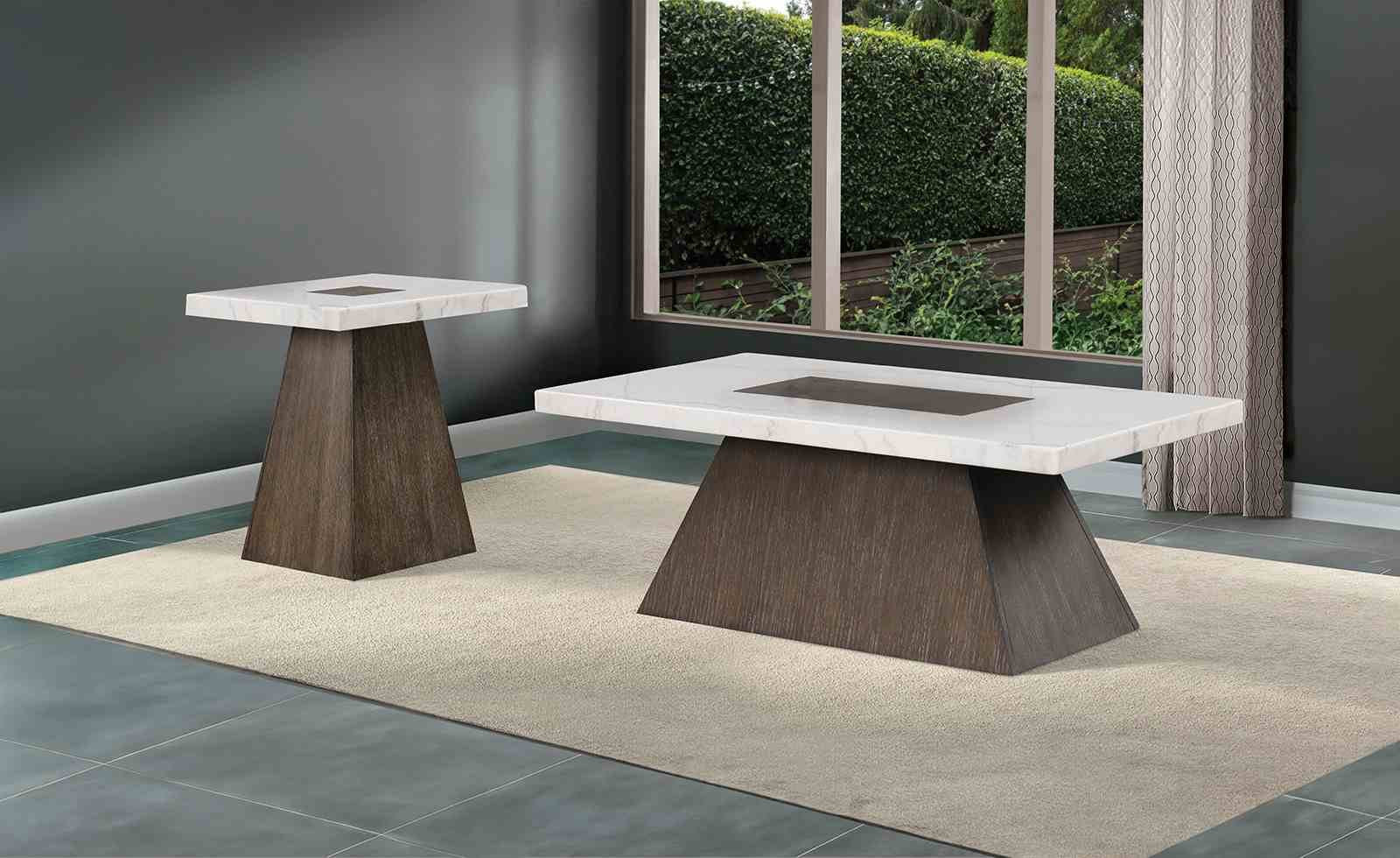 Grasten Square Coffee Table, Dark Walnut/White - Image 2
