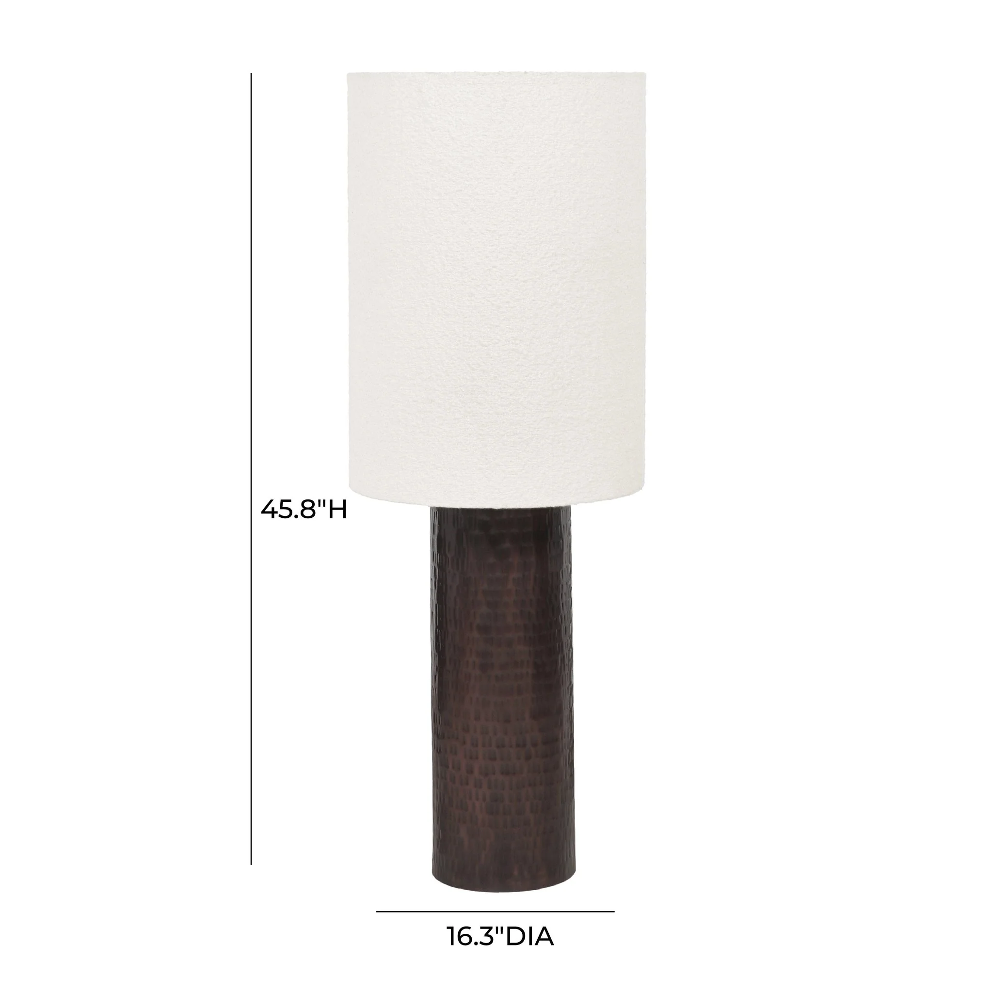 Grava Boucle & Hammered Bronze Metal Floor Lamp - Image 6