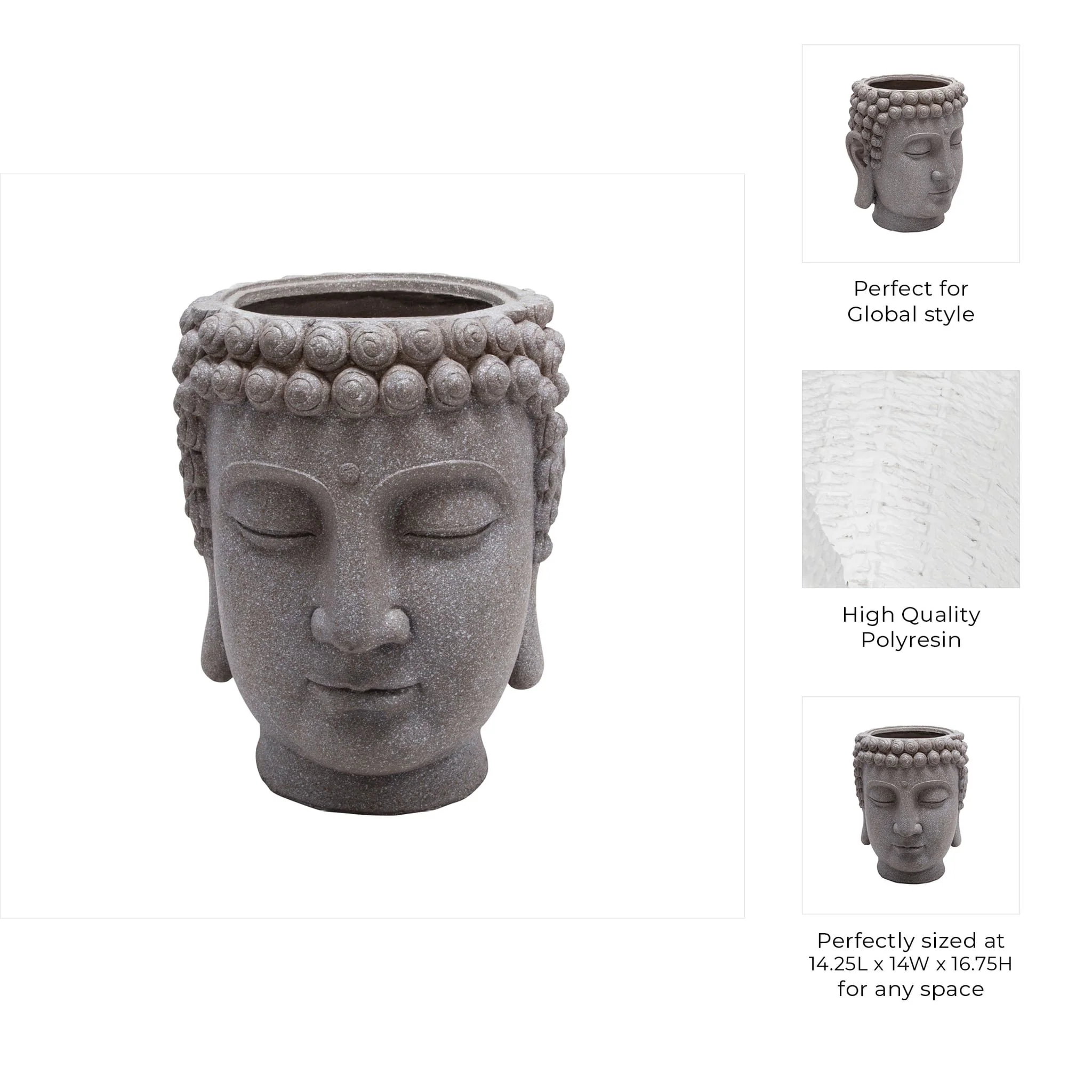 Gray Buddha Head Planter - Image 10