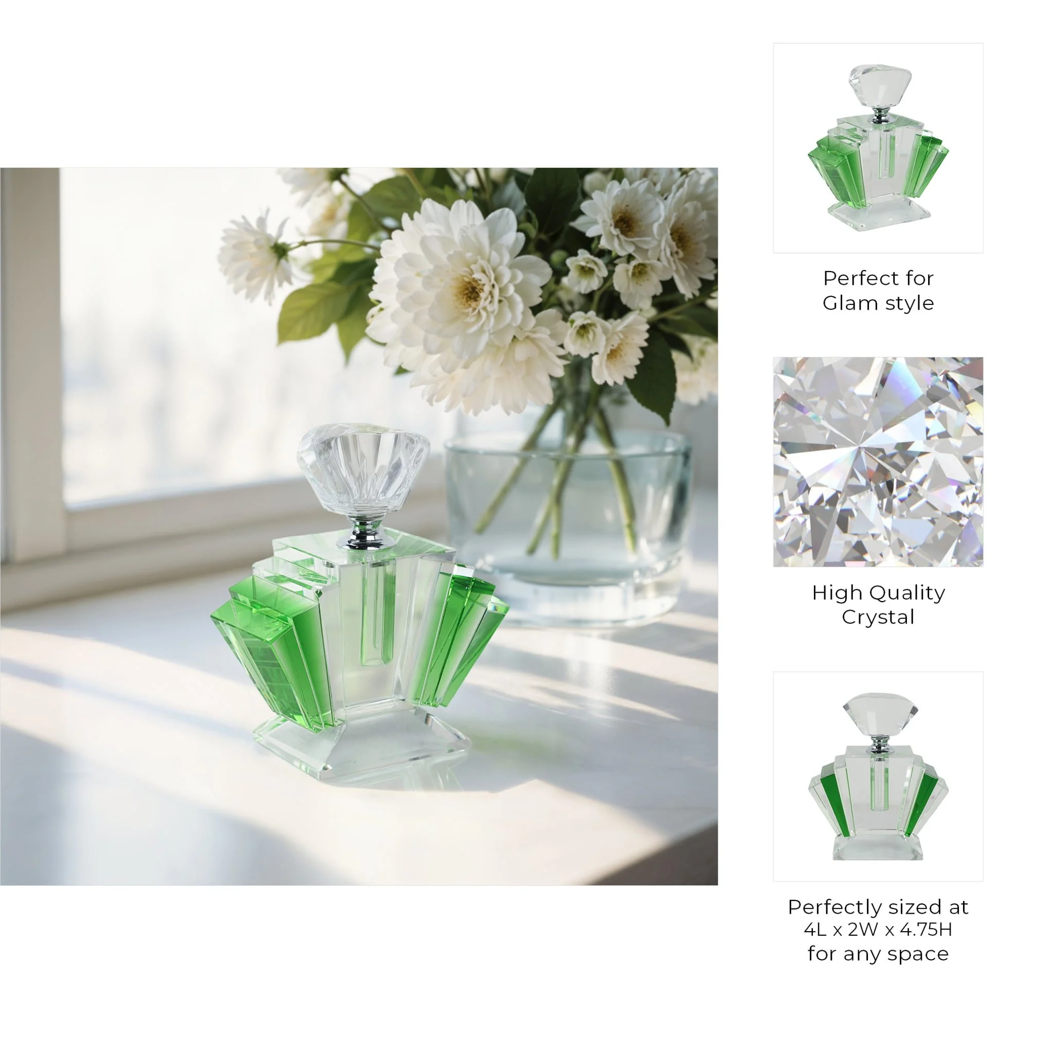 Green Crystal Perfume Bottle 4.75 - Image 9