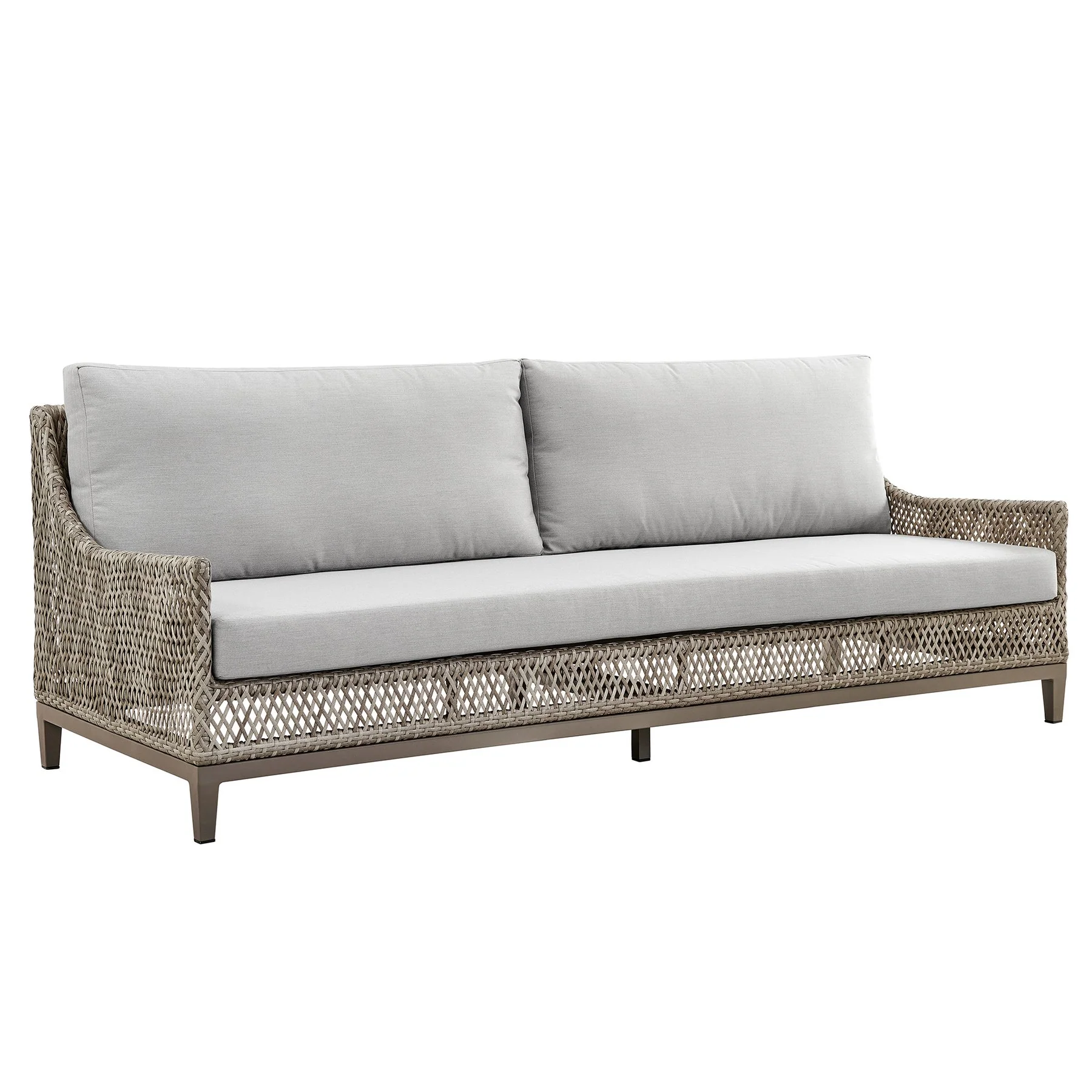 Grenada 4 Piece Outdoor Gray Fabric and Wicker Conversation Set - Image 2