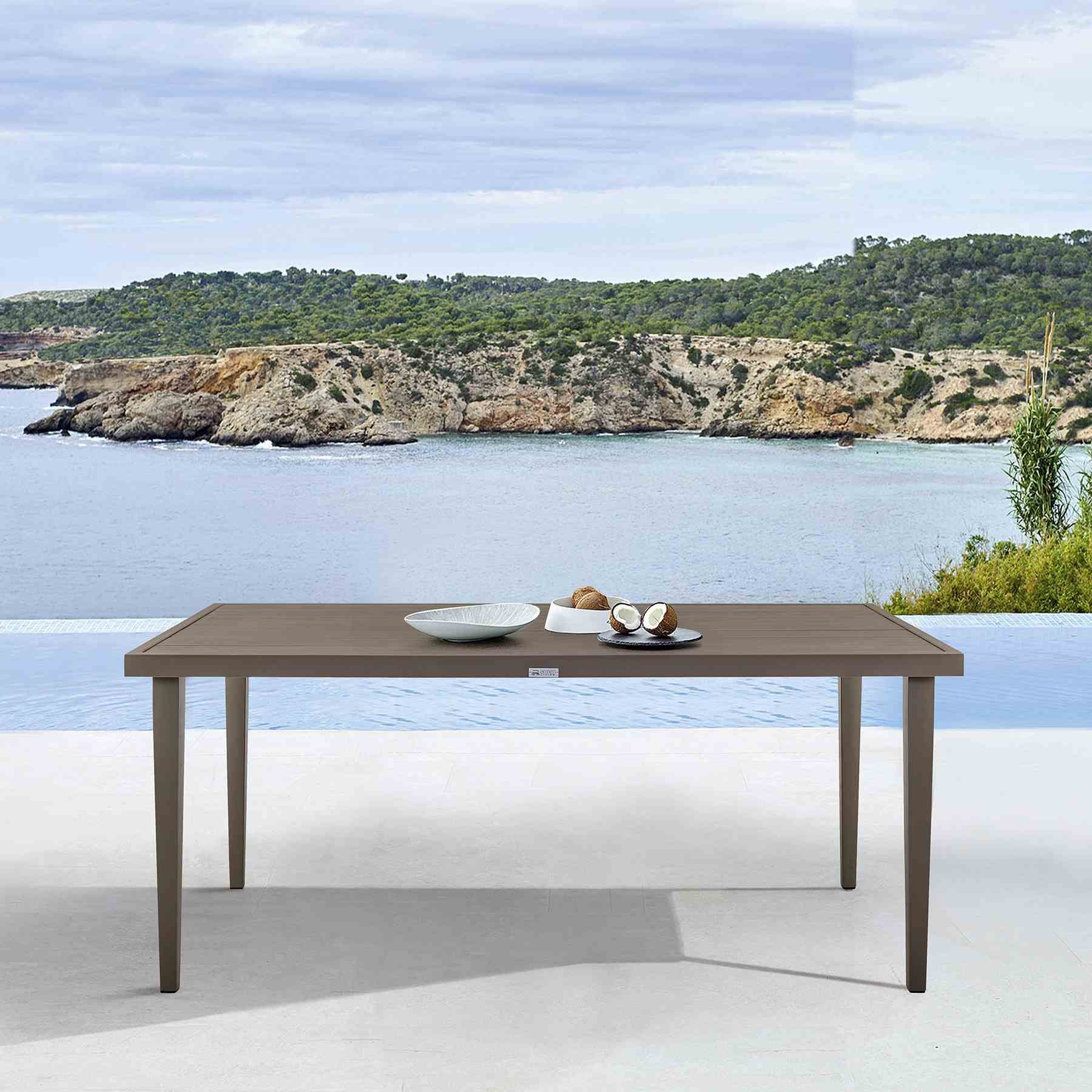 Grenada Outdoor Aluminum Gray Rectangle Dining Table - Image 7