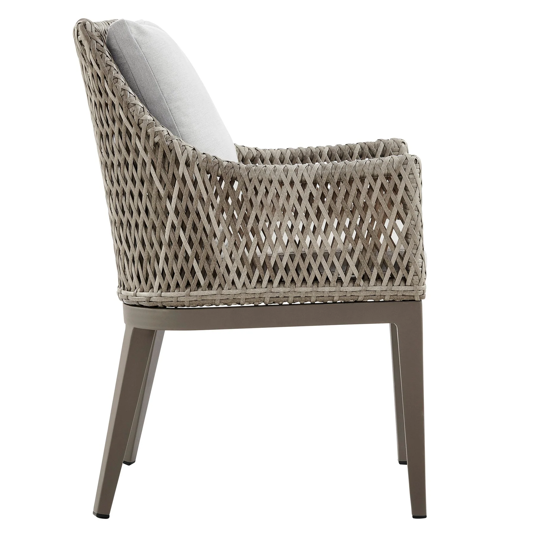 Grenada Outdoor Wicker and Aluminum Gray Dining Chair with Beige Cushions - Set of 2 - Image 4
