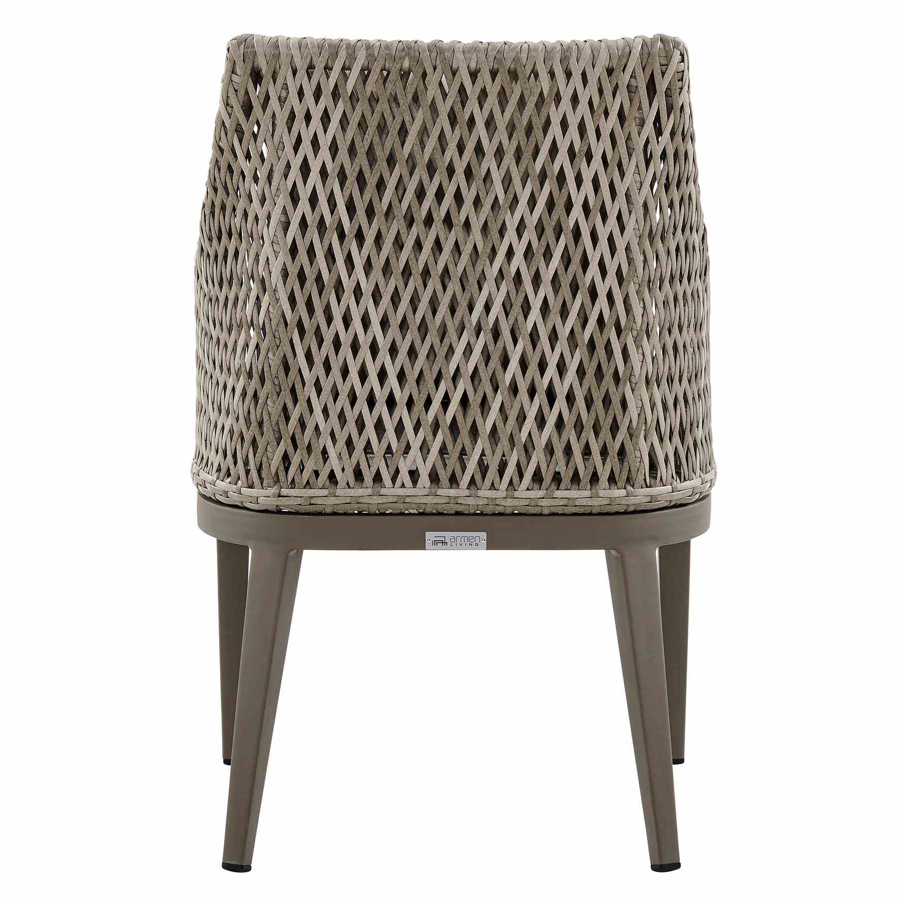 Grenada Outdoor Wicker and Aluminum Gray Dining Chair with Beige Cushions - Set of 2 - Image 6