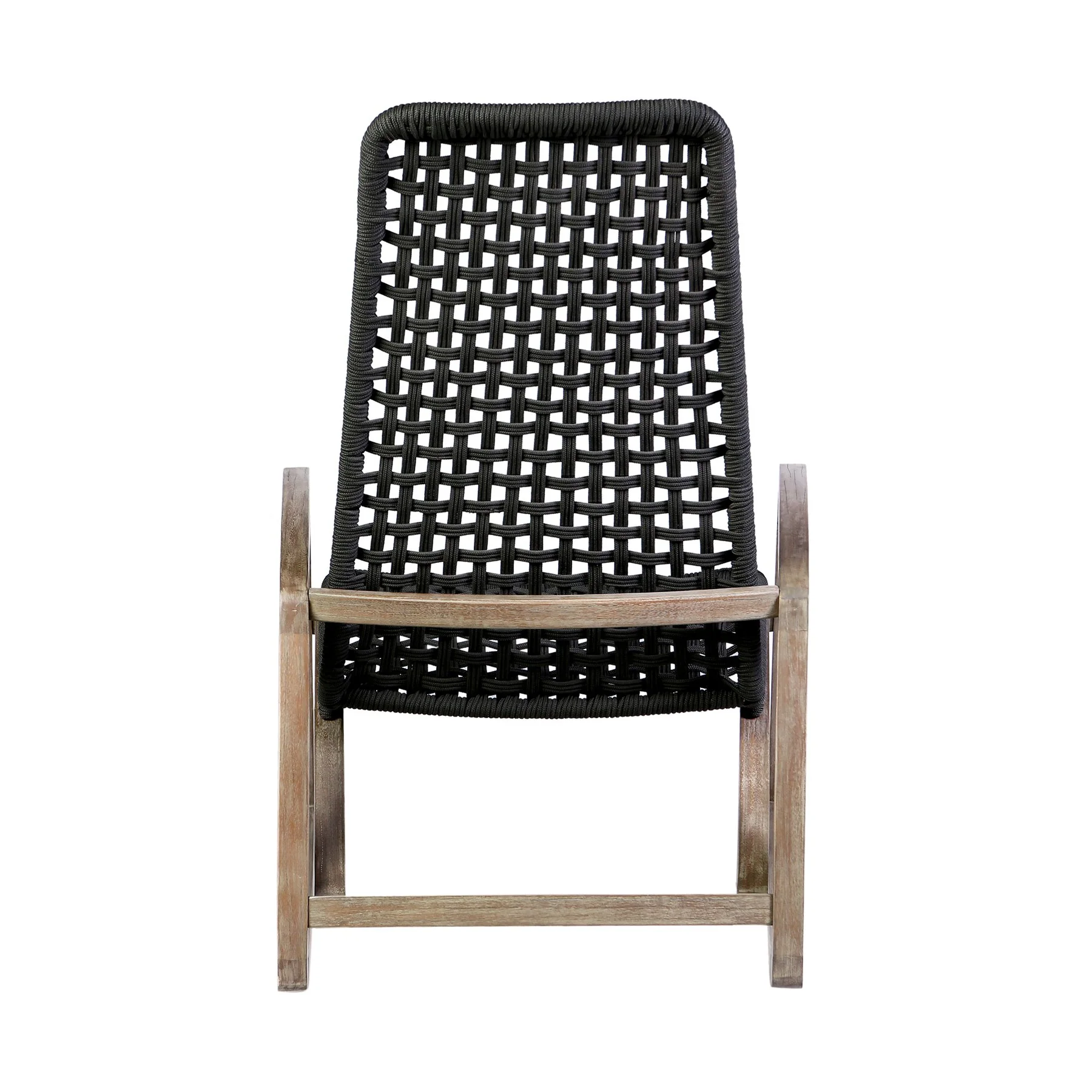 Griffin Outdoor Patio Rocking Chair in Light Eucalyptus Wood and Charcoal Rope - Image 5