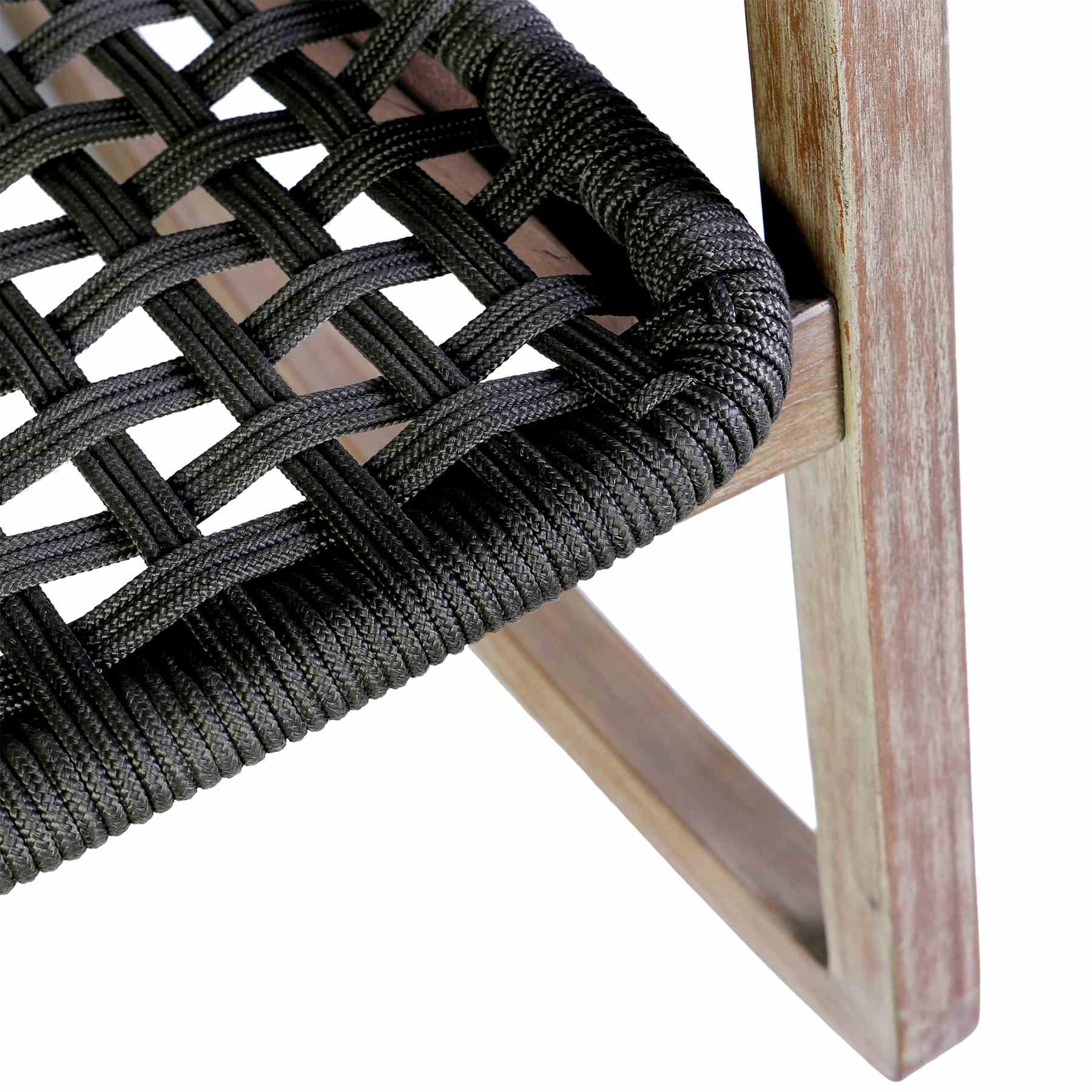 Griffin Outdoor Patio Rocking Chair in Light Eucalyptus Wood and Charcoal Rope - Image 7