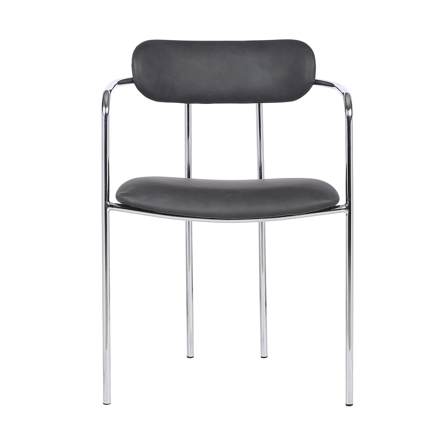 Gwen Contemporary Dining Chair in Chrome Finish with Gray Faux Leather - Set of 2 - Image 2
