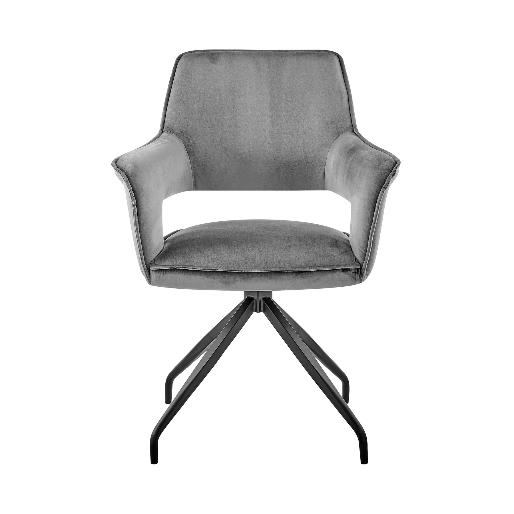 Hadley Dining Room Accent Chair in Gray Velvet with Black Finish - Image 2