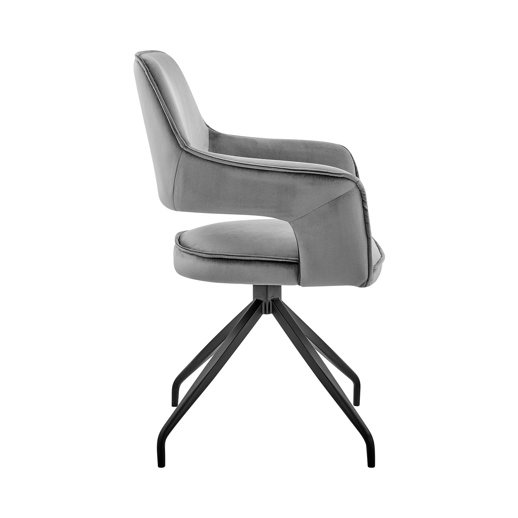 Hadley Dining Room Accent Chair in Gray Velvet with Black Finish - Image 3