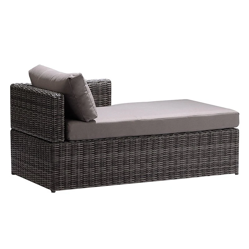 Hagen 3 piece Outdoor Rattan Sectional Chase Set with Brown Cushions and Modern Accent Pillows - Image 2