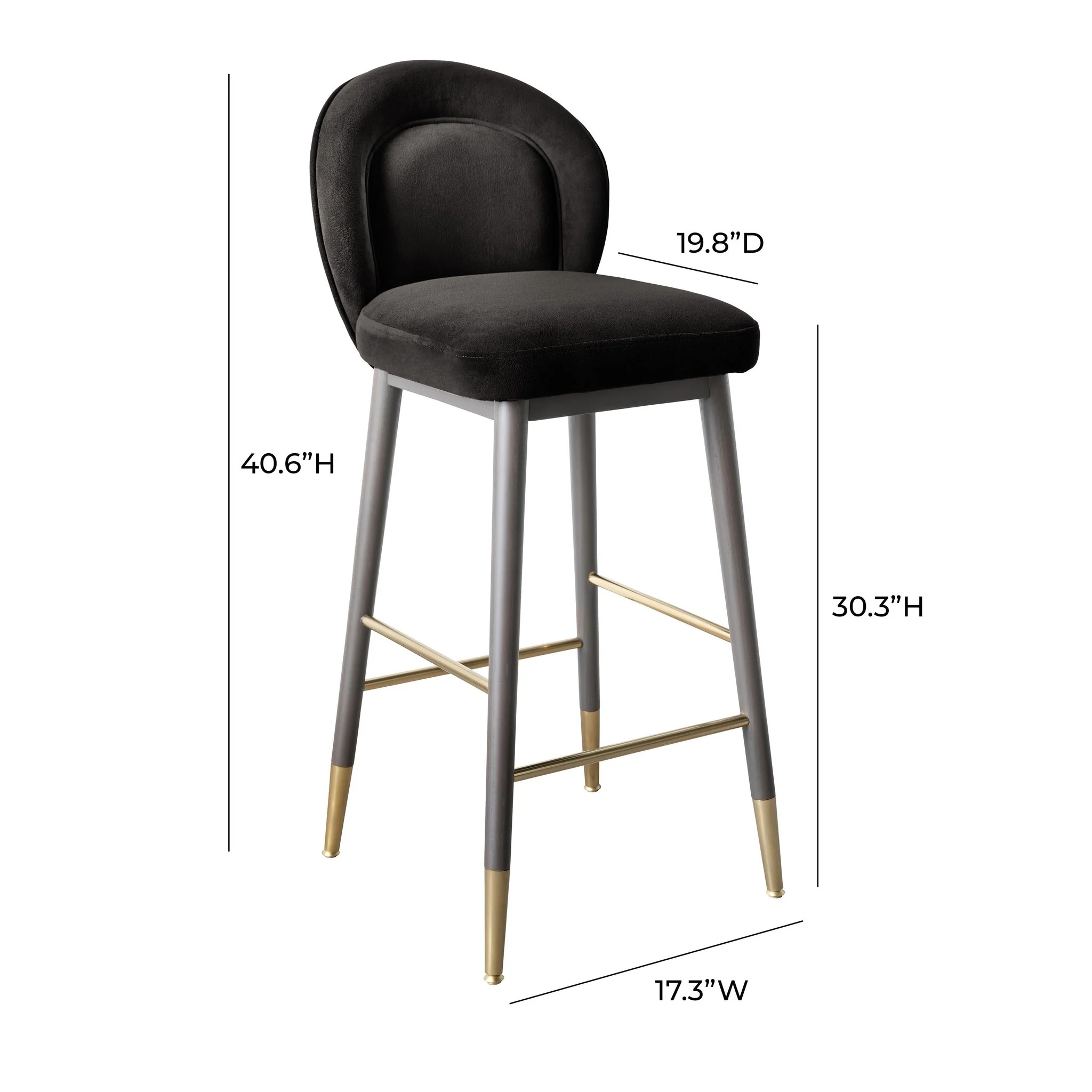 Hailey Charcoal Grey Velvet Barstool - Image 6