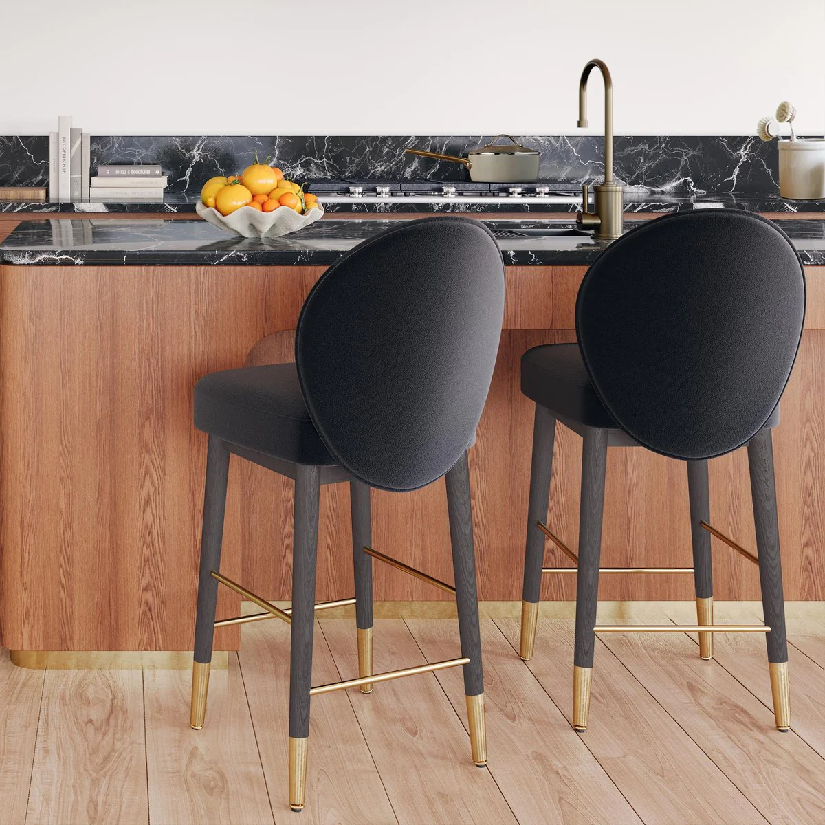 Hailey Charcoal Grey Velvet Counter Stool - Image 2