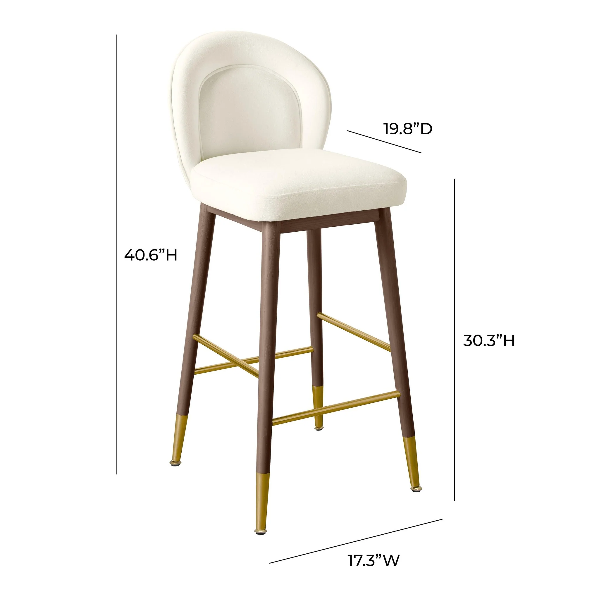 Hailey Cream Velvet Barstool - Image 6