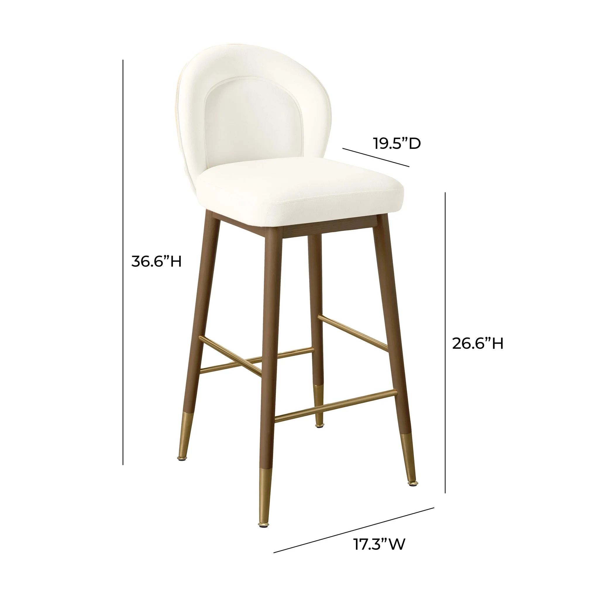 Hailey Cream Velvet Counter Stool - Image 6