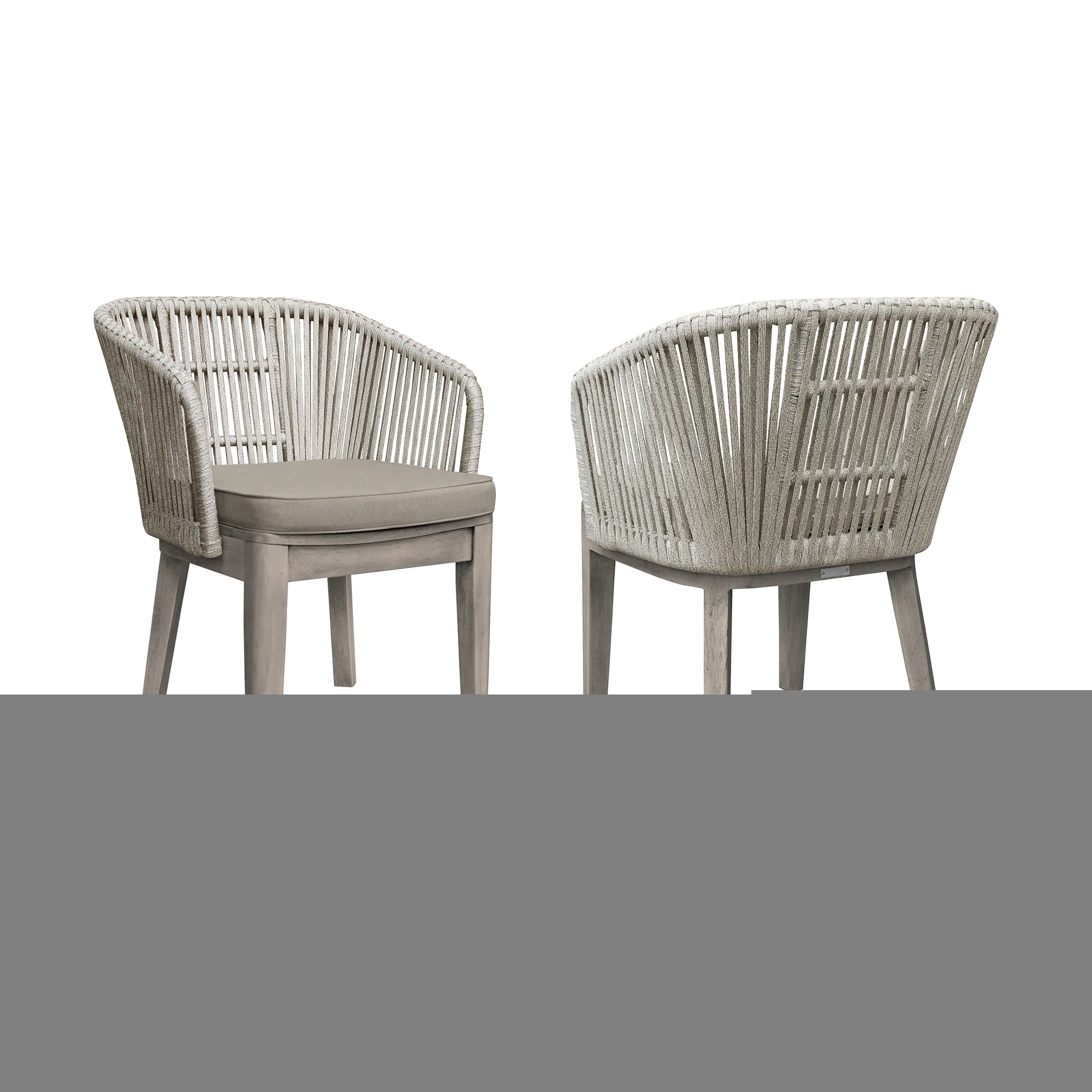 Haiti 7-Piece Patio Outdoor Dining Set in Gray Acacia Wood and Rope - Image 4