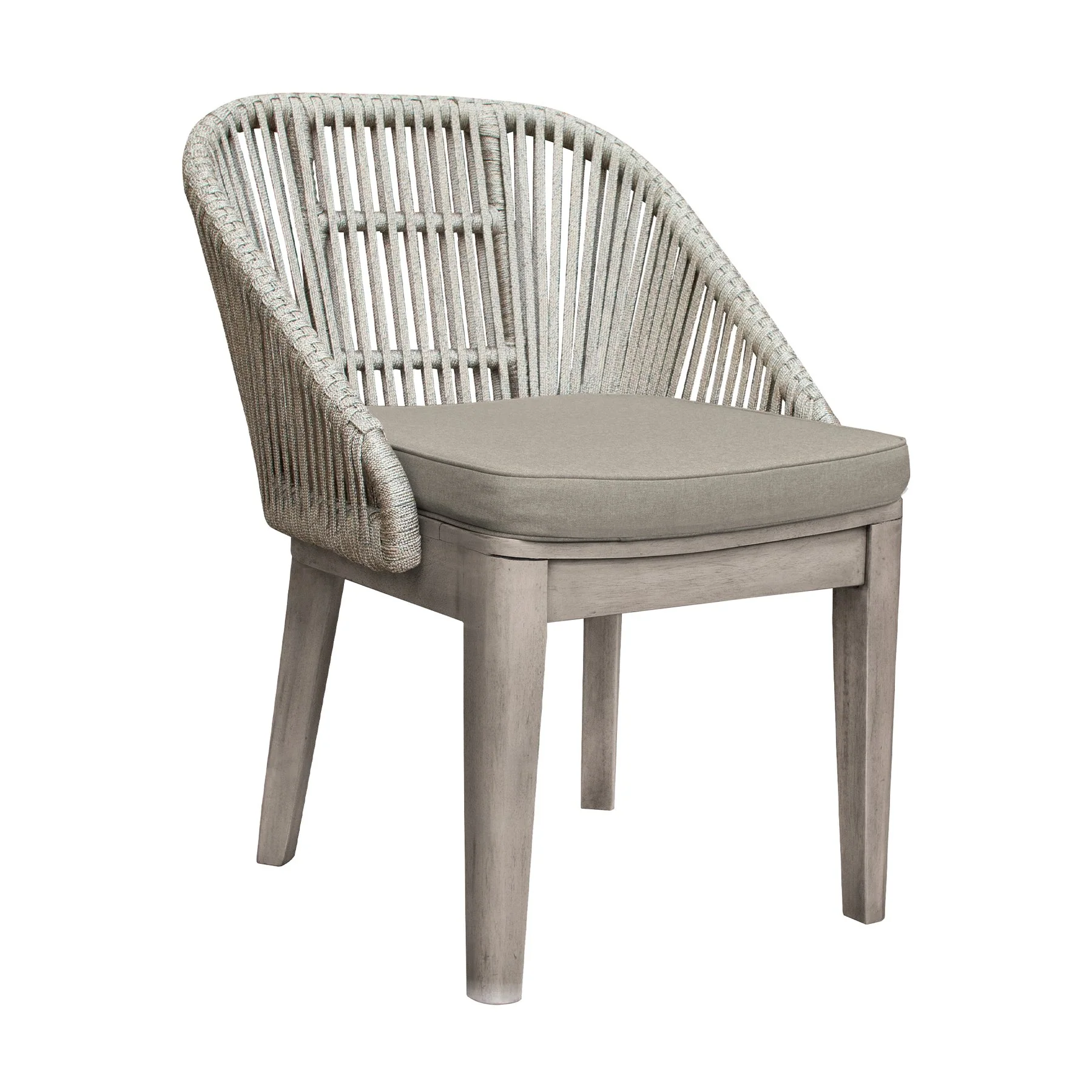 Haiti Outdoor Patio 7-Piece Dining Table Set with Side Chairs in Gray Acacia Wood and Rope - Image 4