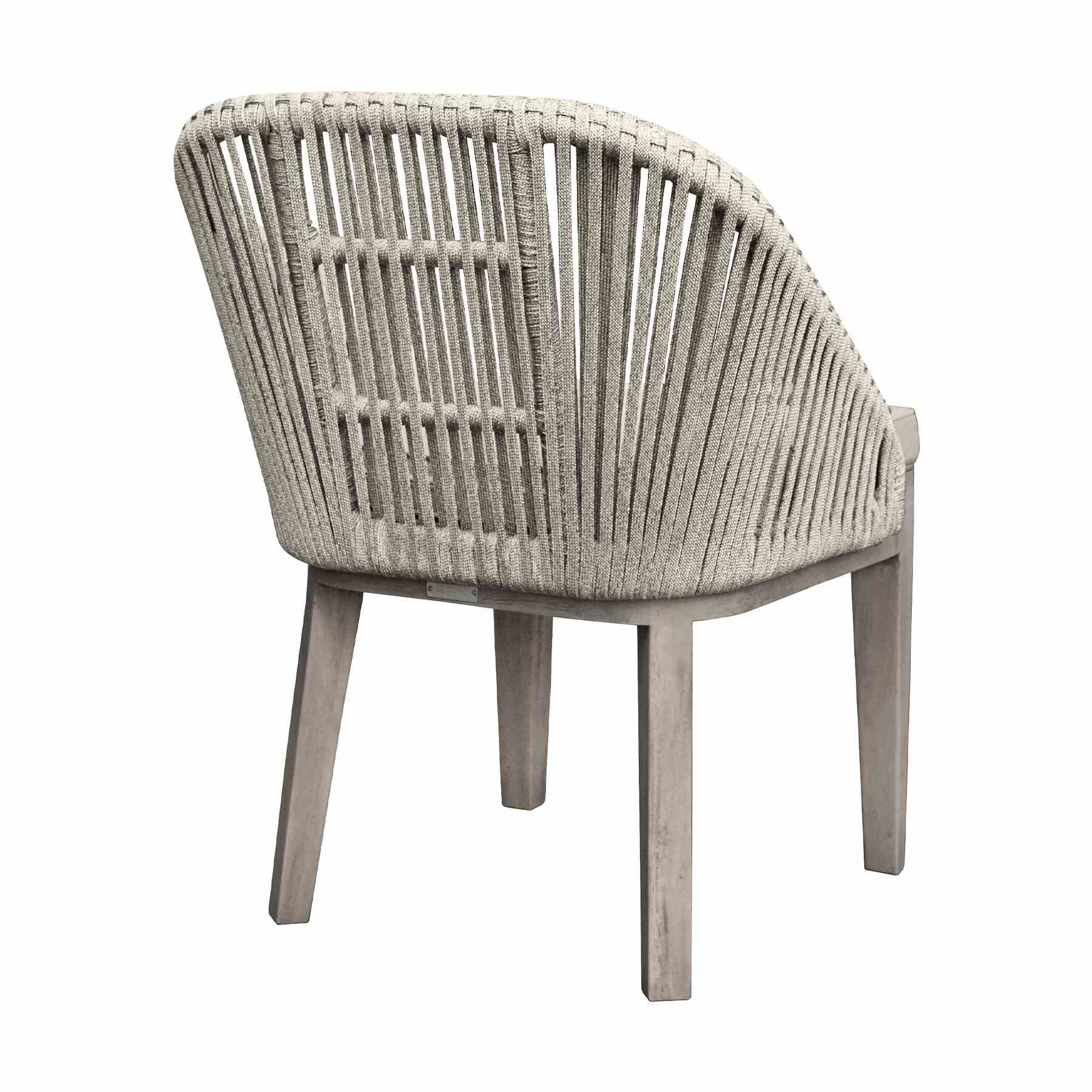 Haiti Outdoor Patio 7-Piece Dining Table Set with Side Chairs in Gray Acacia Wood and Rope - Image 5