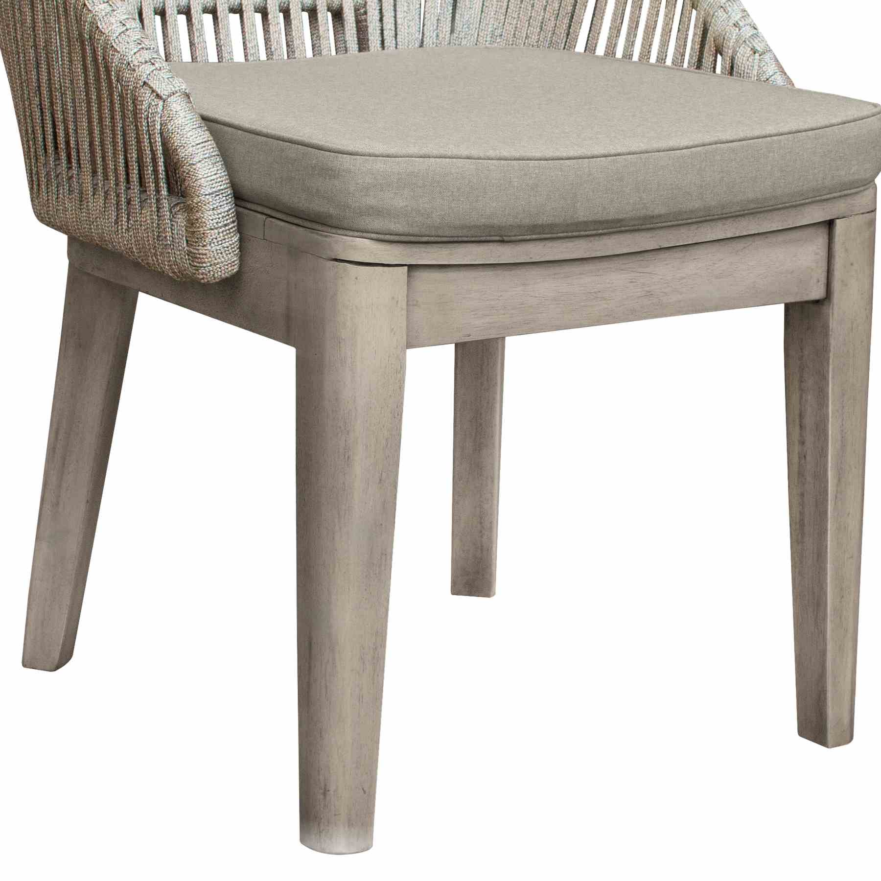 Haiti Patio Outdoor Dining chairs in Gray Acacia Wood and Rope - Set of 2 - Image 8