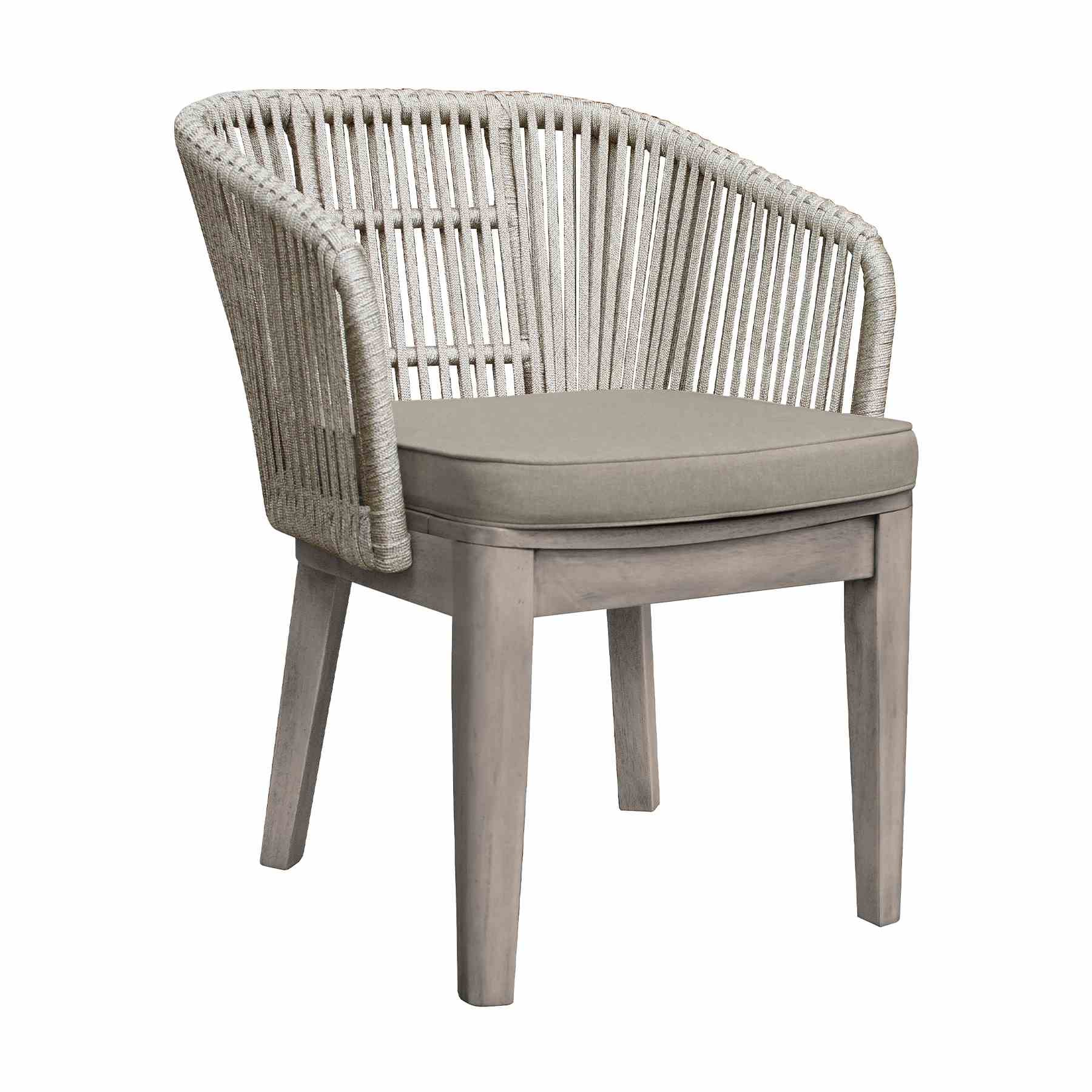 Haiti Patio Outdoor Dining Chairs with Arms in Gray Acacia Wood and Rope - Set of 2 - Image 2