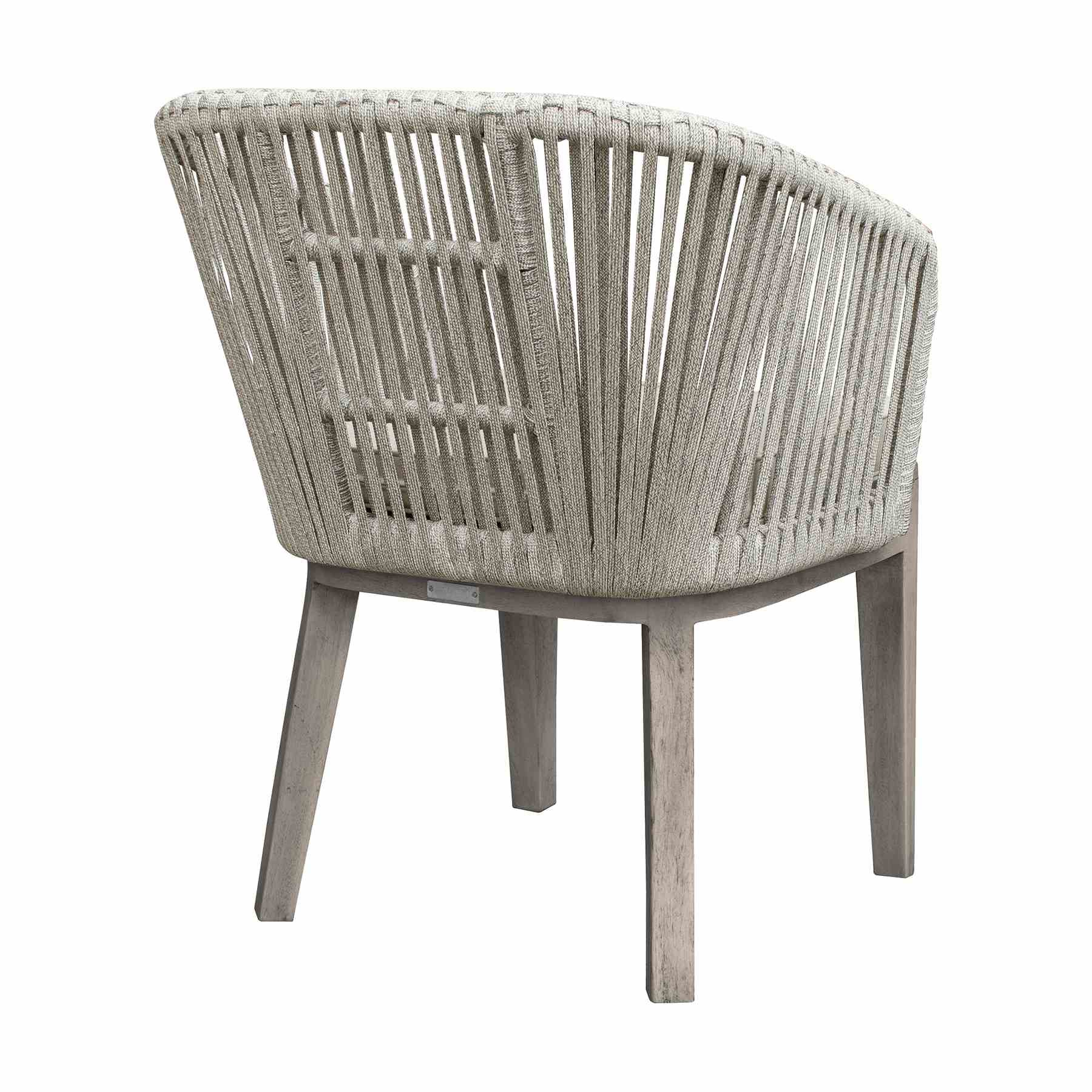 Haiti Patio Outdoor Dining Chairs with Arms in Gray Acacia Wood and Rope - Set of 2 - Image 5