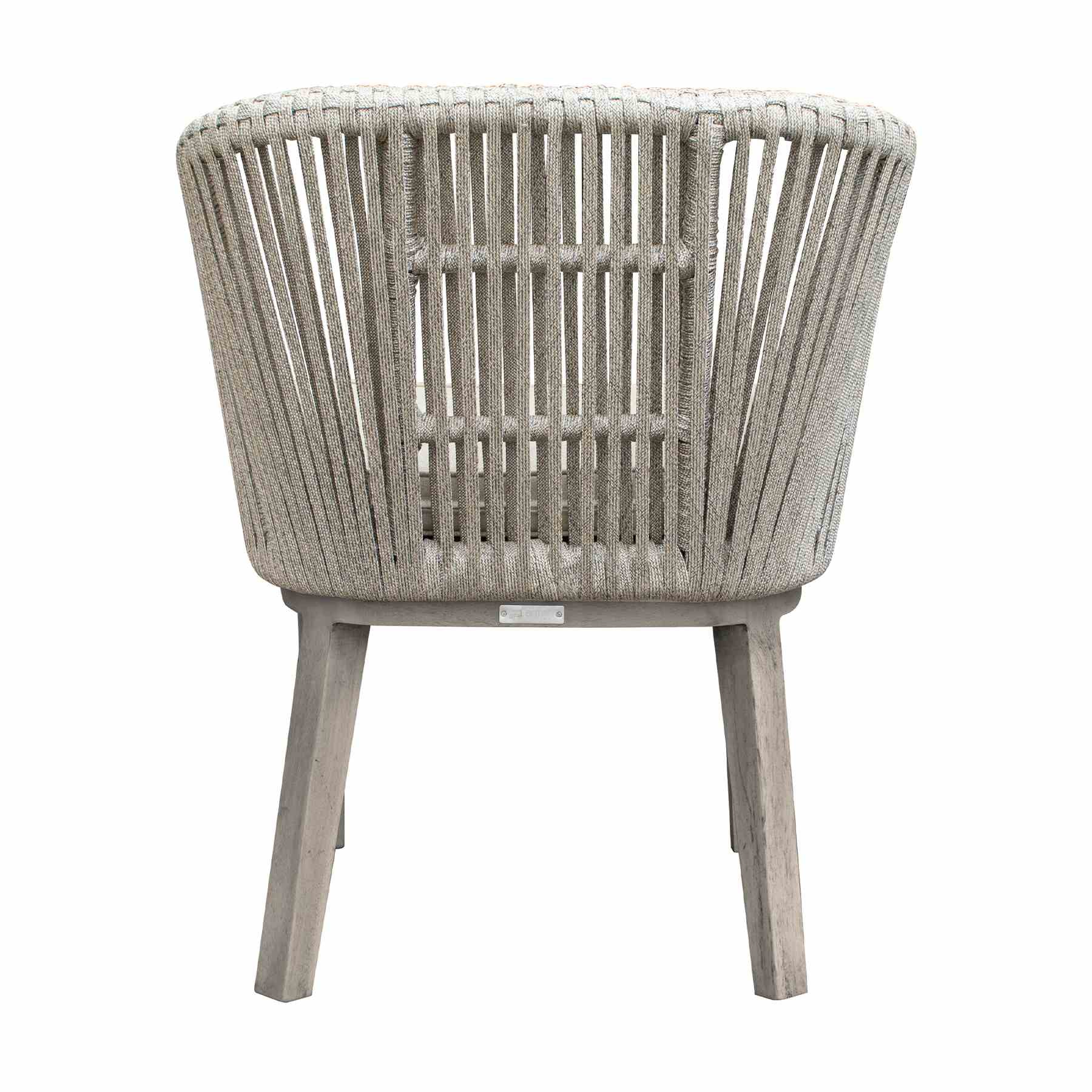 Haiti Patio Outdoor Dining Chairs with Arms in Gray Acacia Wood and Rope - Set of 2 - Image 6