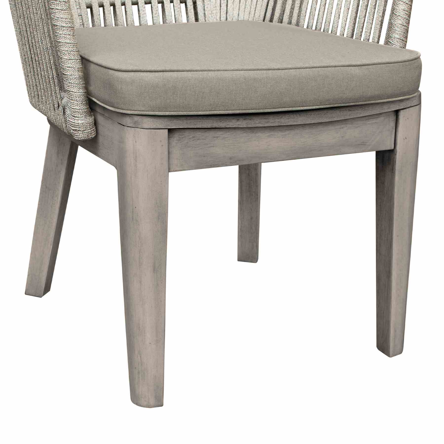 Haiti Patio Outdoor Dining Chairs with Arms in Gray Acacia Wood and Rope - Set of 2 - Image 8