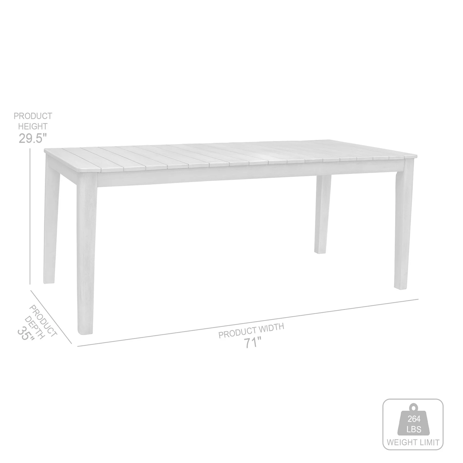 Haiti Patio Outdoor Dining Table in Gray Acacia Wood - Image 6