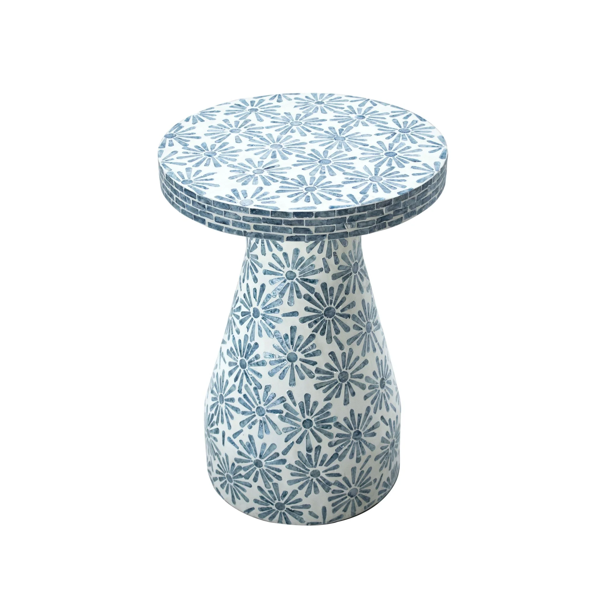 Halio Blue Floral Shell Side Table - Image 4