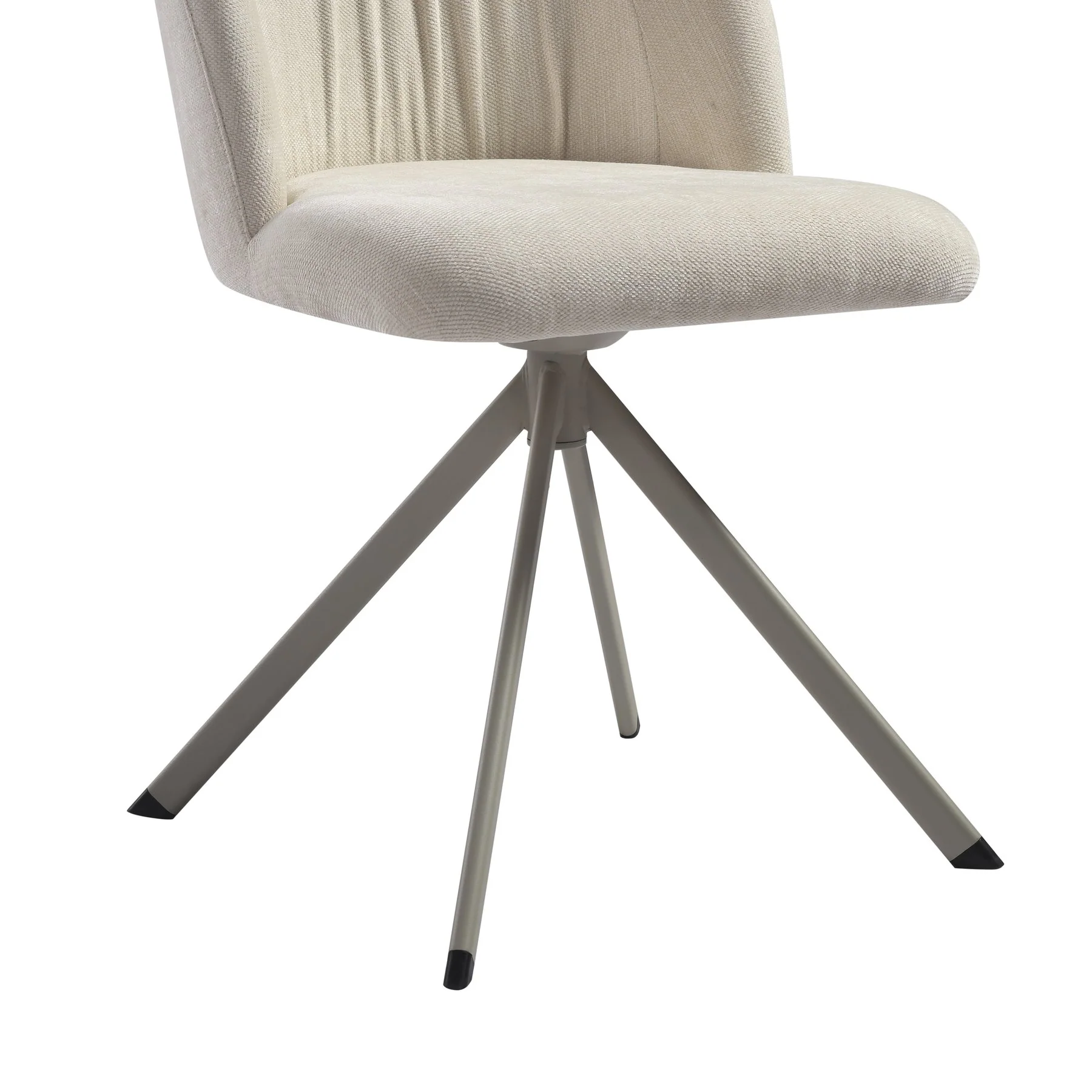 Hallie Contemporary Swivel Curved Back Cream Upholstered Dining Chair - Set of 2 - Image 7