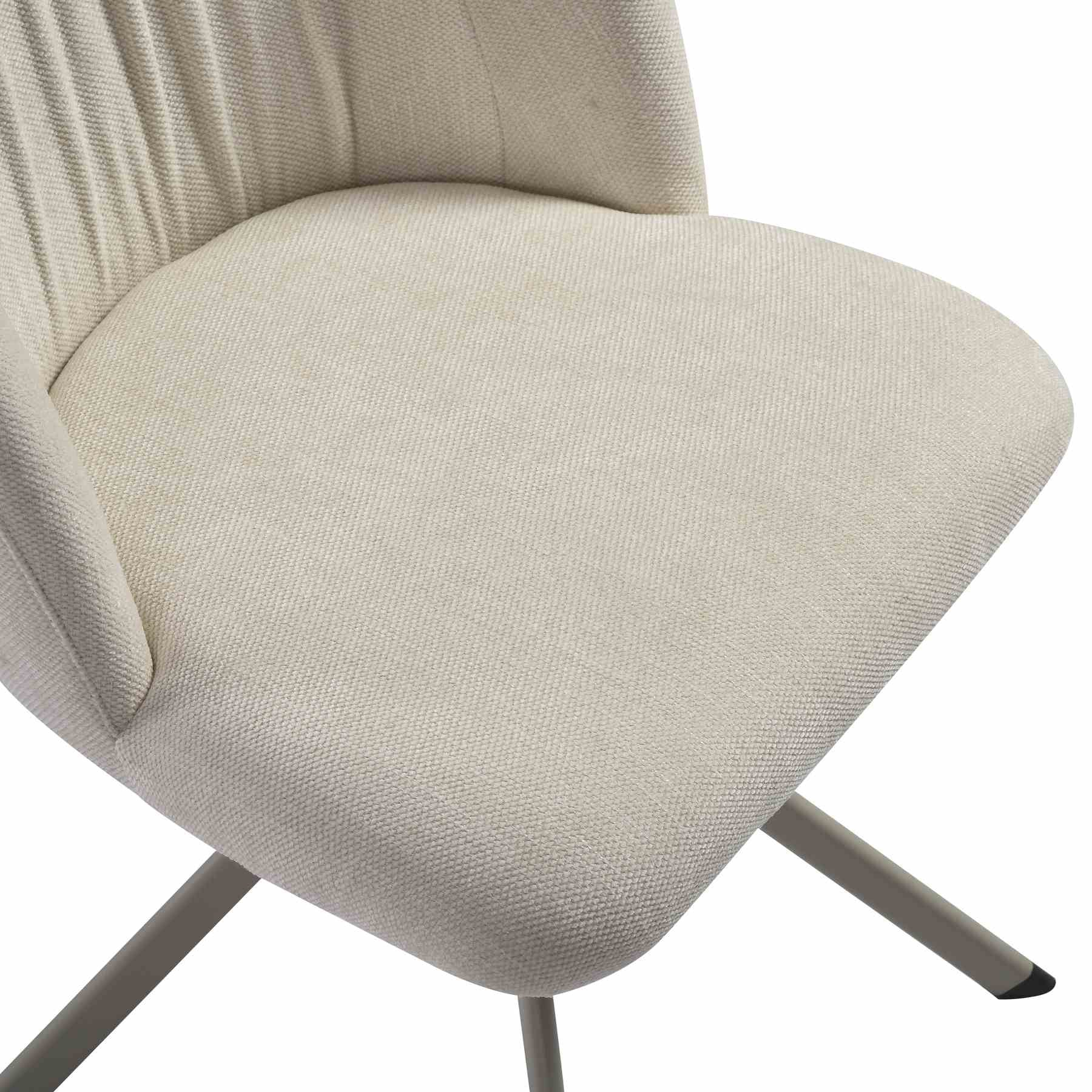 Hallie Contemporary Swivel Curved Back Cream Upholstered Dining Chair - Set of 2 - Image 8