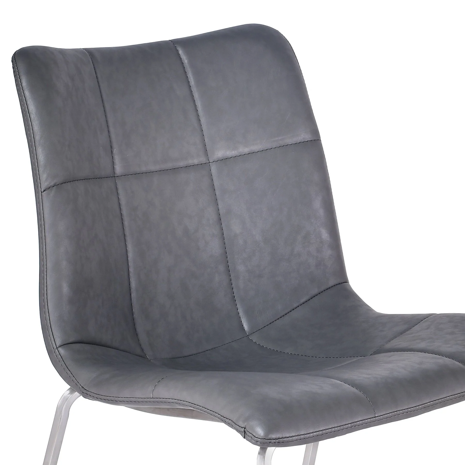 Hamilton Contemporary Dining Chair in Brushed Stainless Steel with Vintage Gray Faux Leather - Set of 2 - Image 4