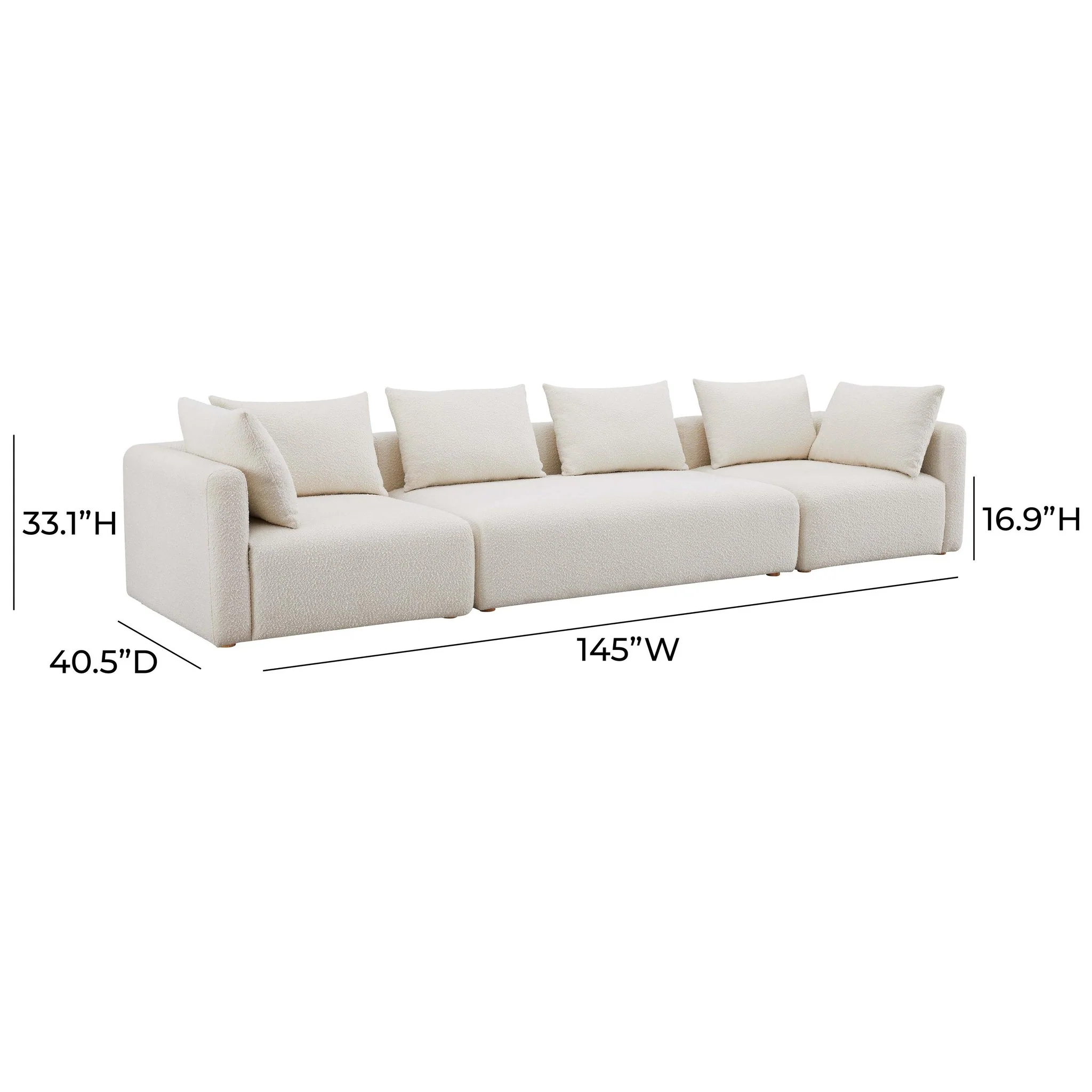 Hangover Cream Boucle 145 inch Long Sofa - Image 6