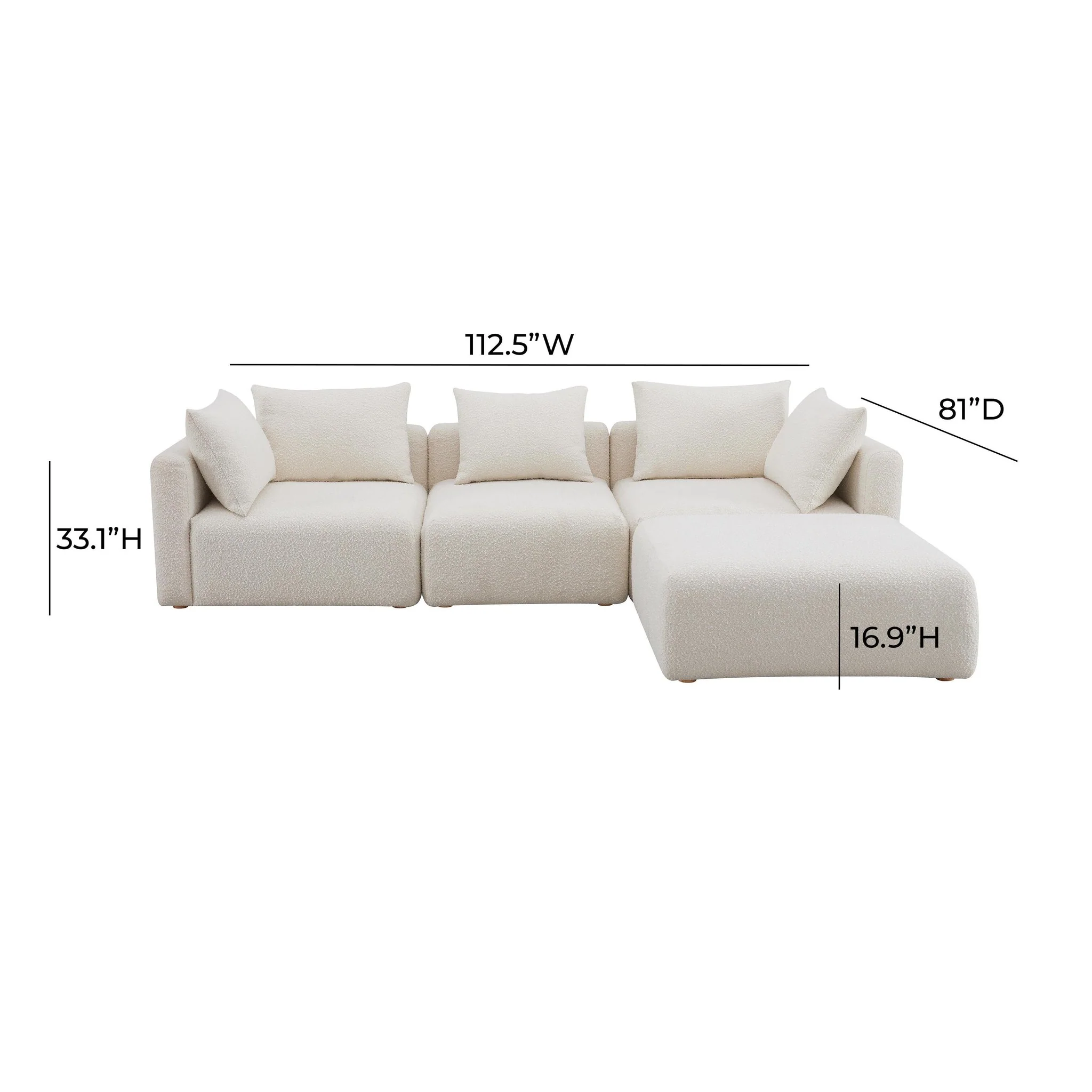 Hangover Cream Boucle 4-Piece Modular Sectional - Image 5