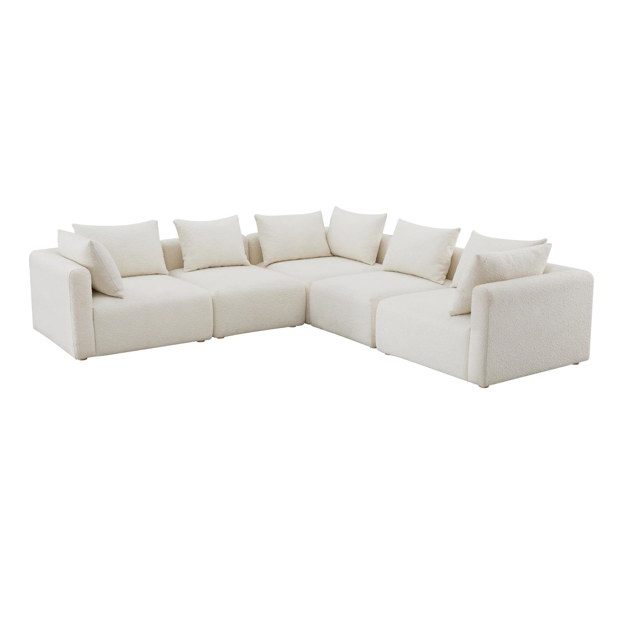 Hangover Cream Boucle 5-Piece Modular L-Sectional - Image 3