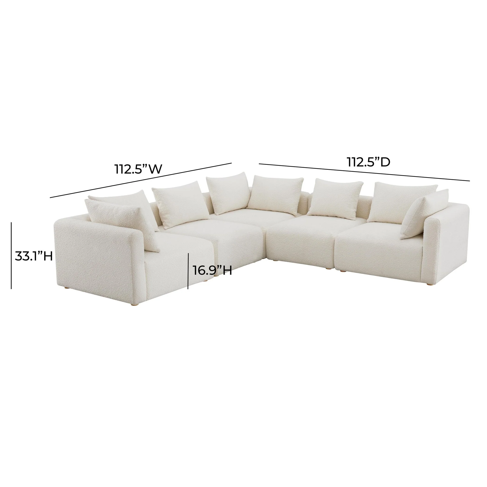 Hangover Cream Boucle 5-Piece Modular L-Sectional - Image 5