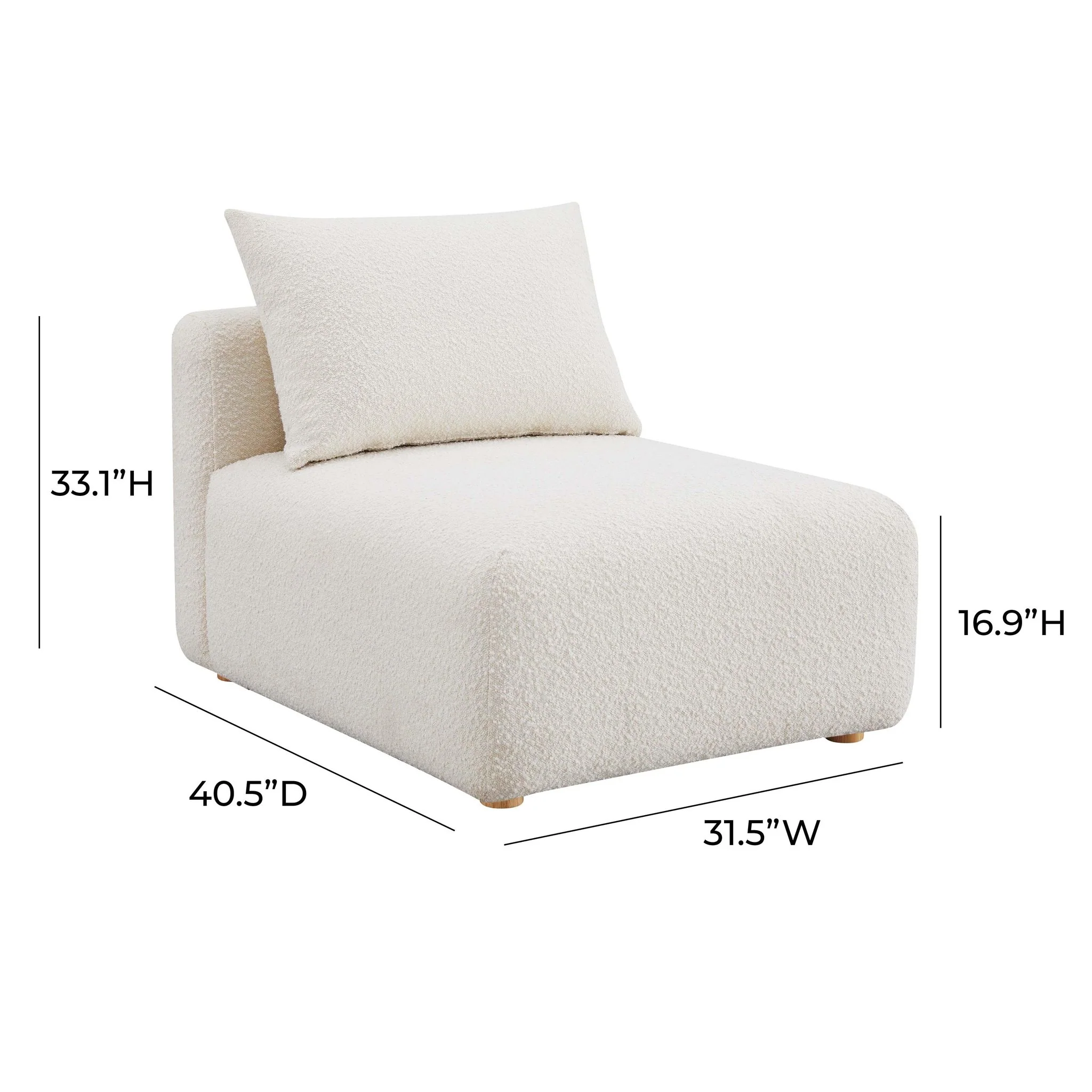 Hangover Cream Boucle Modular Armless Chair - Image 5