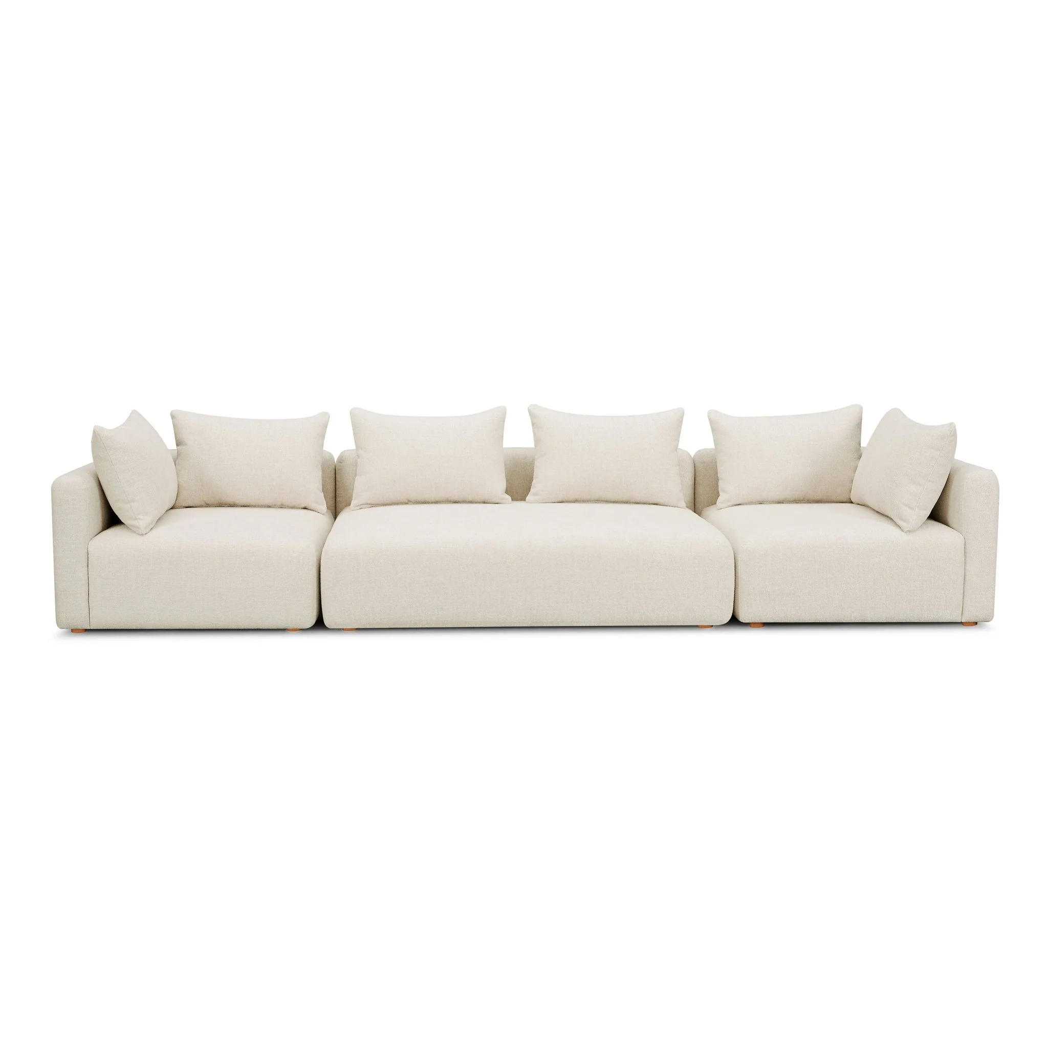 Hangover Cream Heavy Textured Fabric 145 inch Long Sofa - Image 2