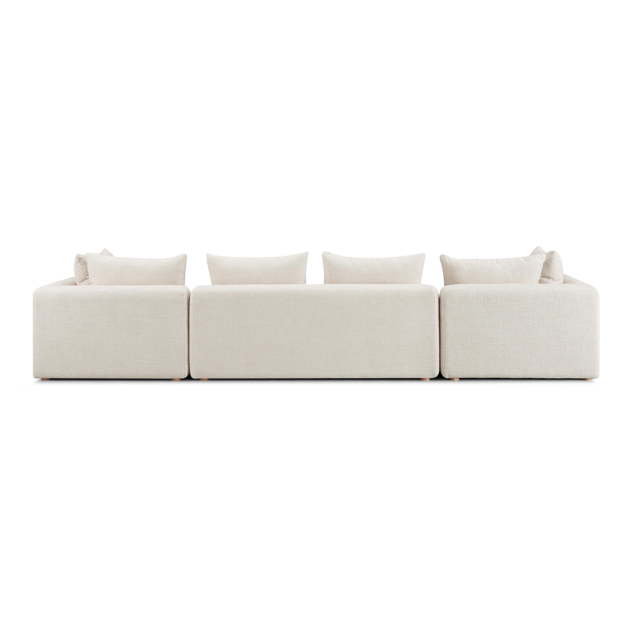 Hangover Cream Heavy Textured Fabric 145 inch Long Sofa - Image 3