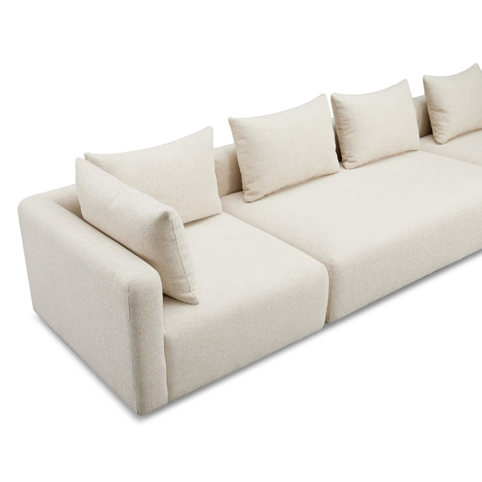 Hangover Cream Heavy Textured Fabric 145 inch Long Sofa - Image 4