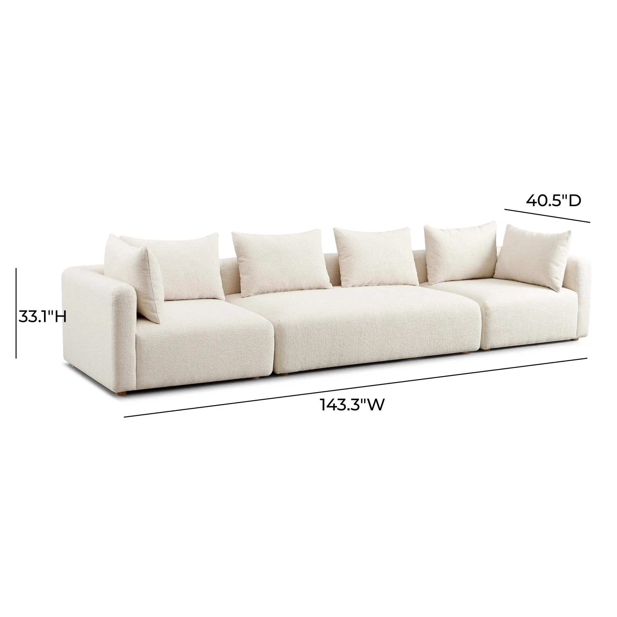 Hangover Cream Heavy Textured Fabric 145 inch Long Sofa - Image 5
