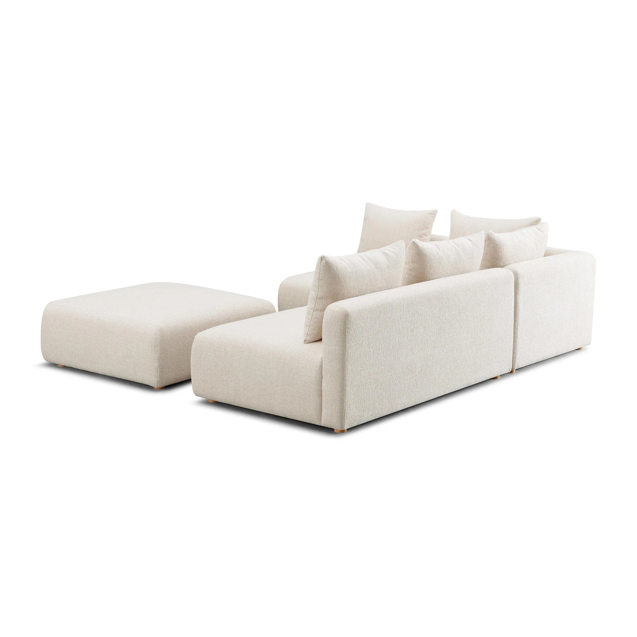 Hangover Cream Heavy Textured Fabric 4-Piece Modular Chaise Sectional - Image 5