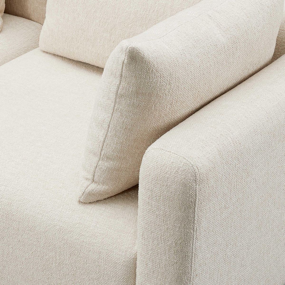 Hangover Cream Heavy Textured Fabric 5-Piece Modular L-Sectional - Image 3