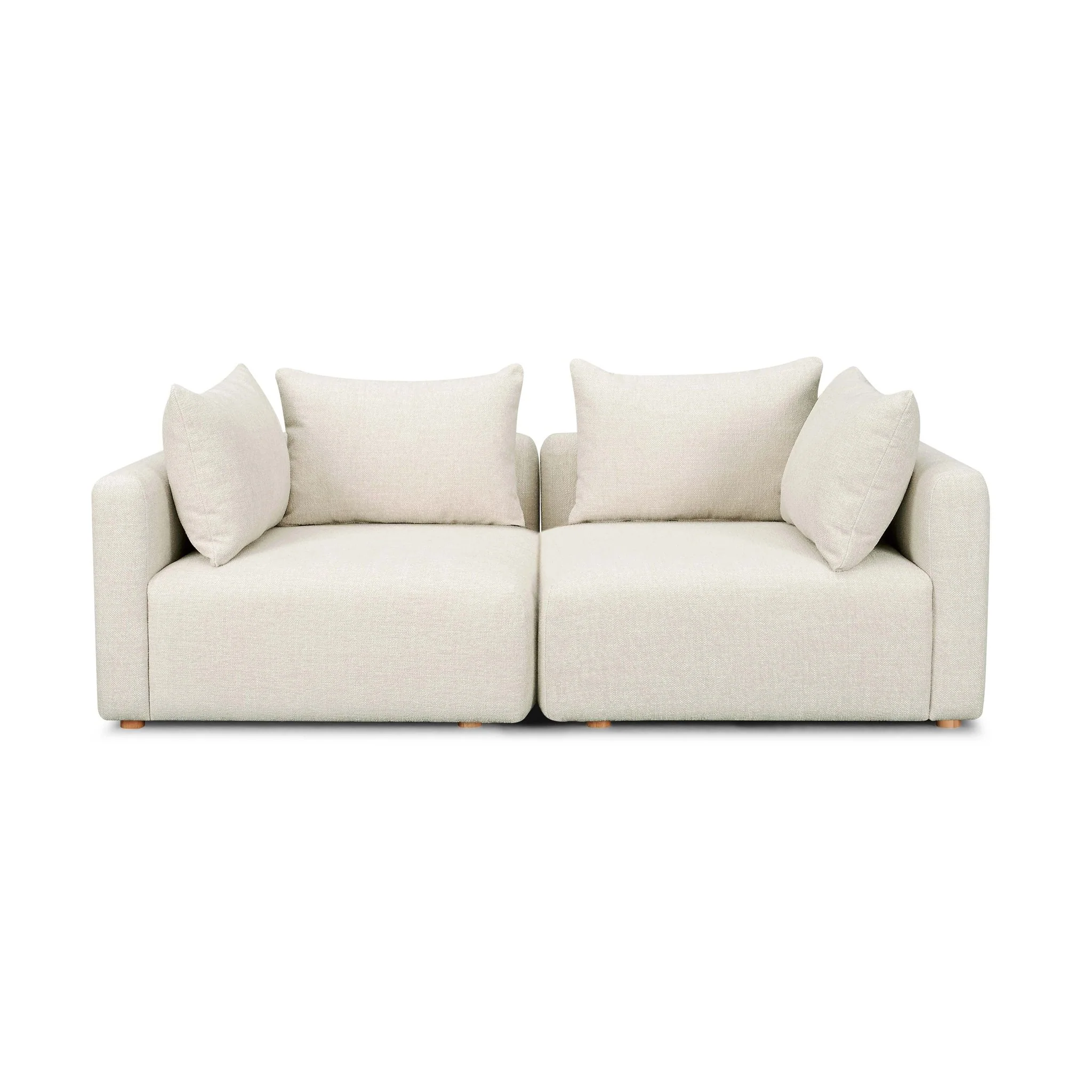Hangover Cream Heavy Textured Fabric Loveseat - Image 2