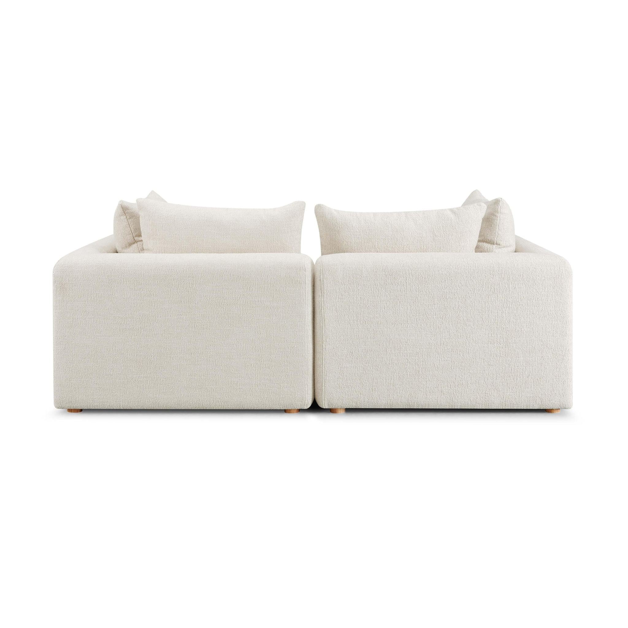 Hangover Cream Heavy Textured Fabric Loveseat - Image 3