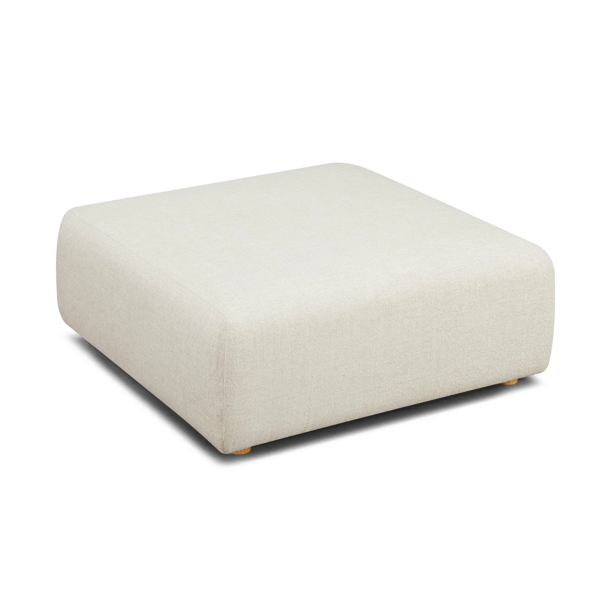 Hangover Cream Heavy Textured Fabric Ottoman - Image 4