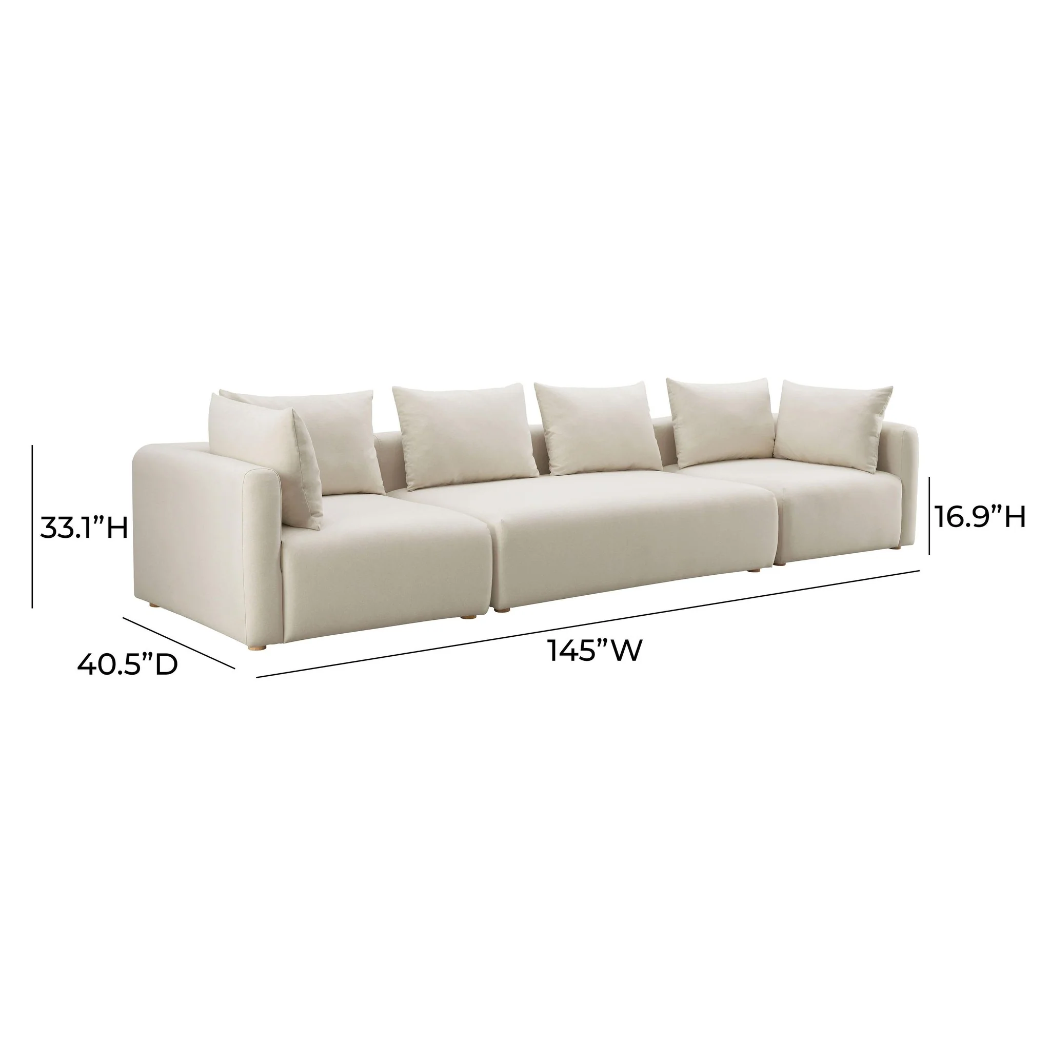 Hangover Cream Performance Linen 145 inch Long Sofa - Image 5